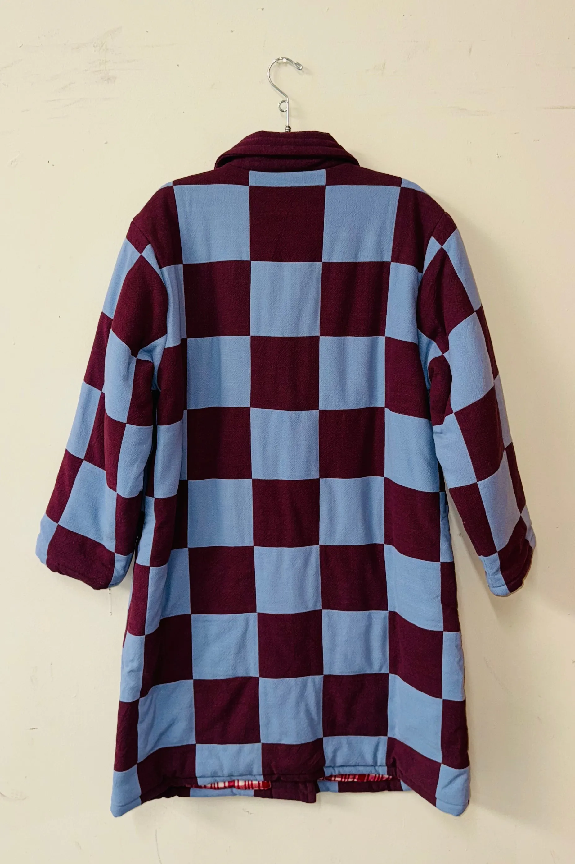 #14 M/L Scrap Chessboard Quilted Coat Purple/Blue sold by Fashion Brand Company product image thumbnail 3