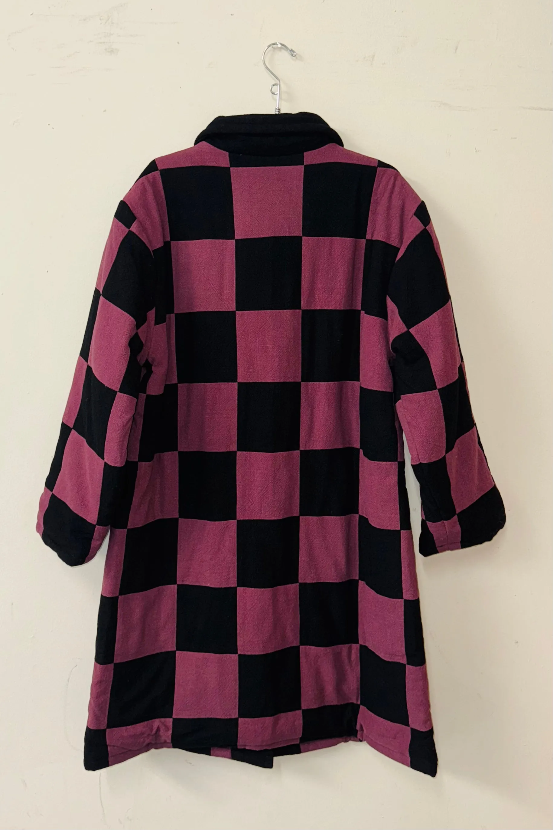 #15 M/L Scrap Chessboard Quilted Coat Purple/Black sold by Fashion Brand Company product image thumbnail 3