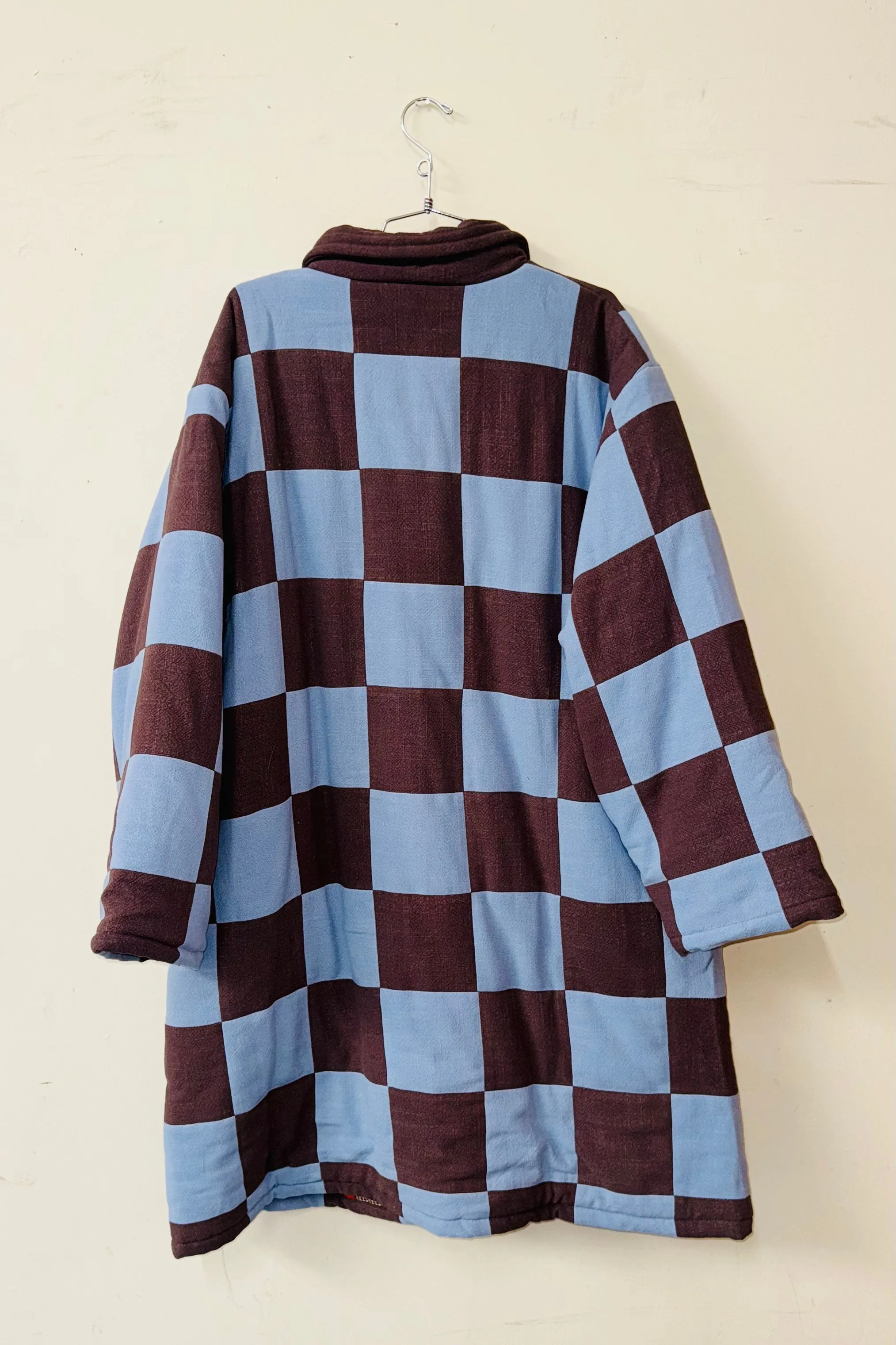#21 XL/1X Scrap Chessboard Quilted Coat Blue/Brown sold by Fashion Brand Company product image thumbnail 2