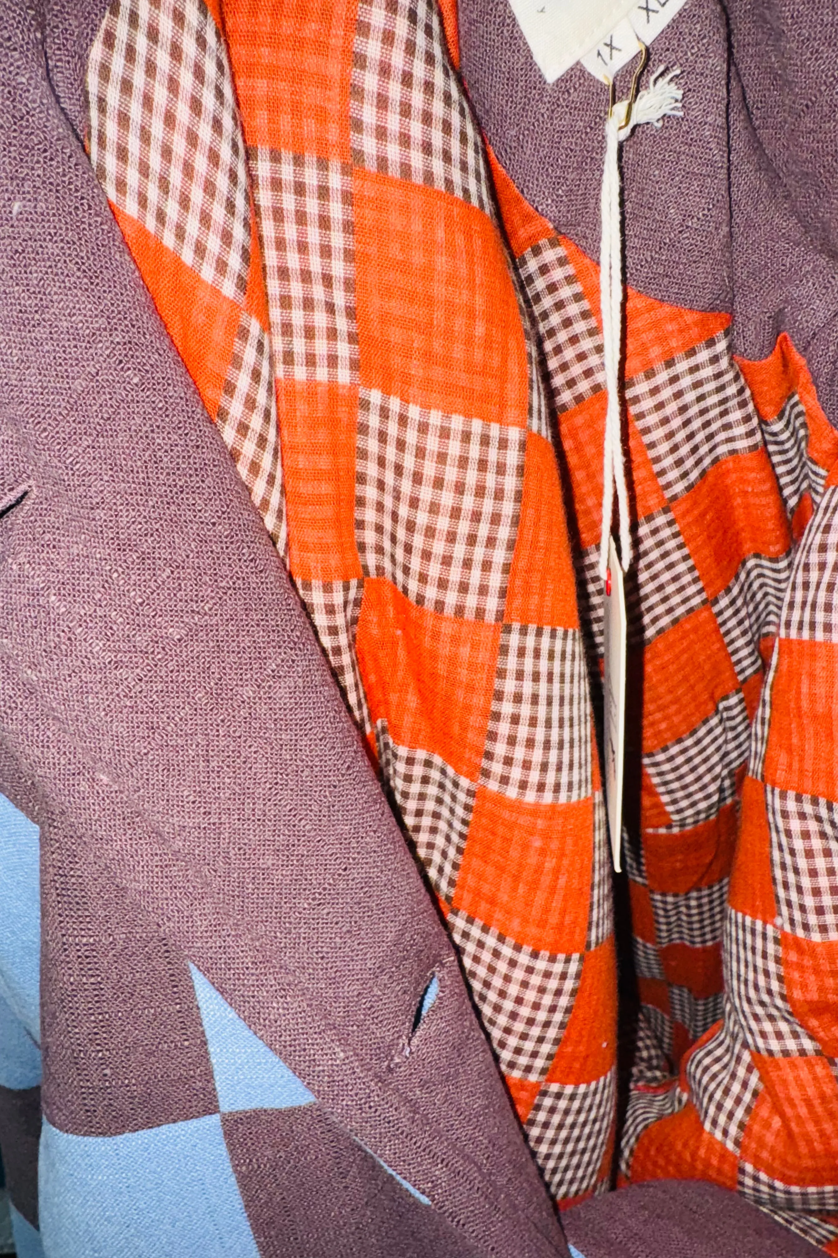 #21 XL/1X Scrap Chessboard Quilted Coat Blue/Brown sold by Fashion Brand Company product image thumbnail 3