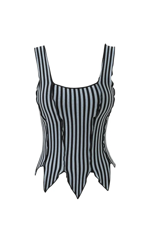 Blue Stripe Tencel/Wool Blend Leaf Tank sold by Fashion Brand Company