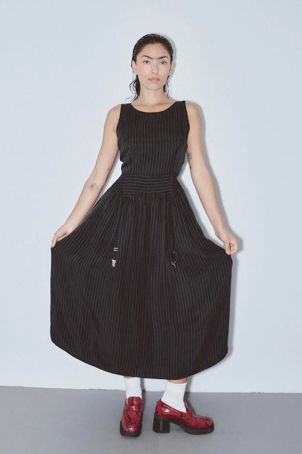 Garter Dress Tencel Stripe Black sold by Fashion Brand Company product image thumbnail 3