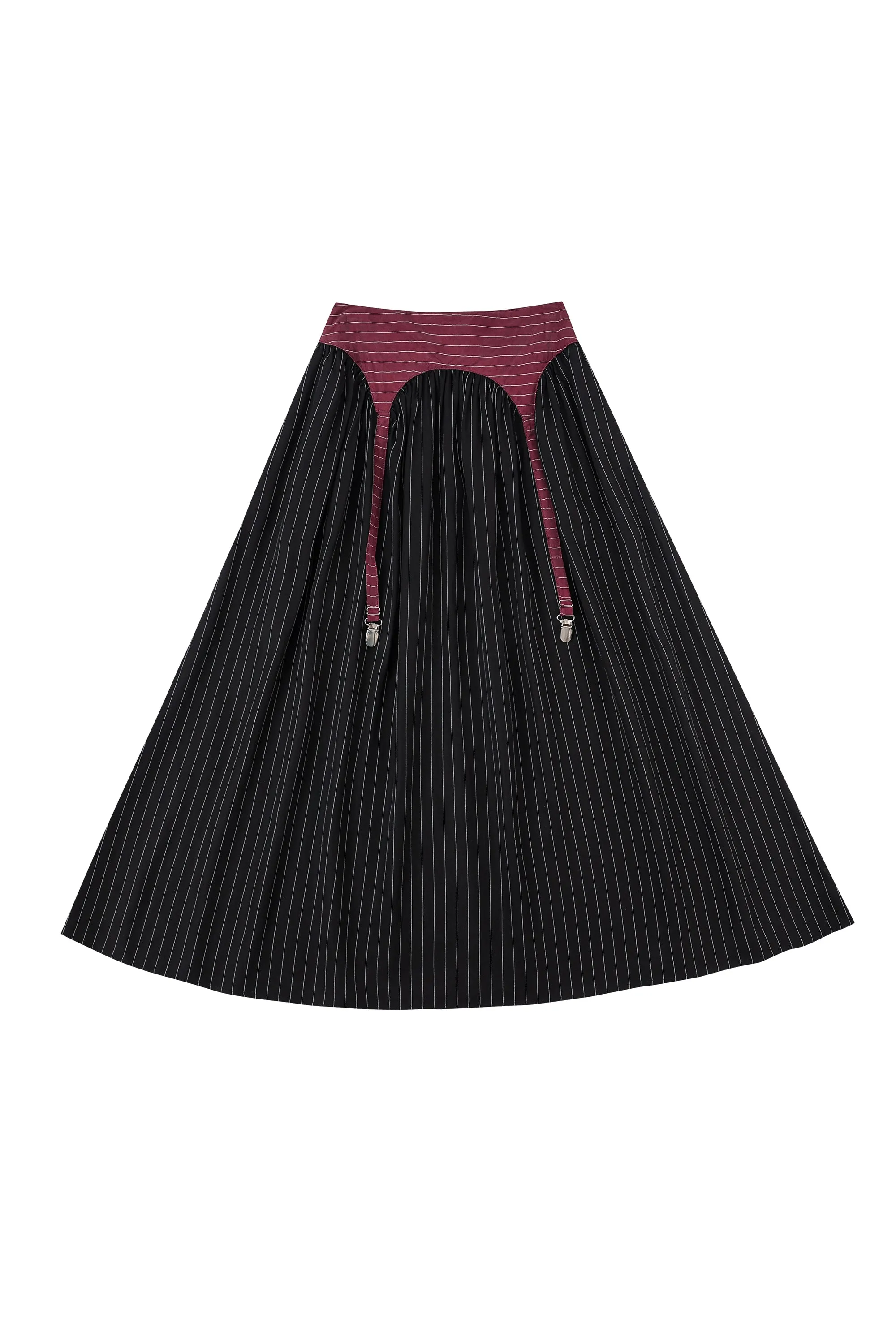 Garter Skirt Tencel Stripe Maroon/Black sold by Fashion Brand Company product image thumbnail 3