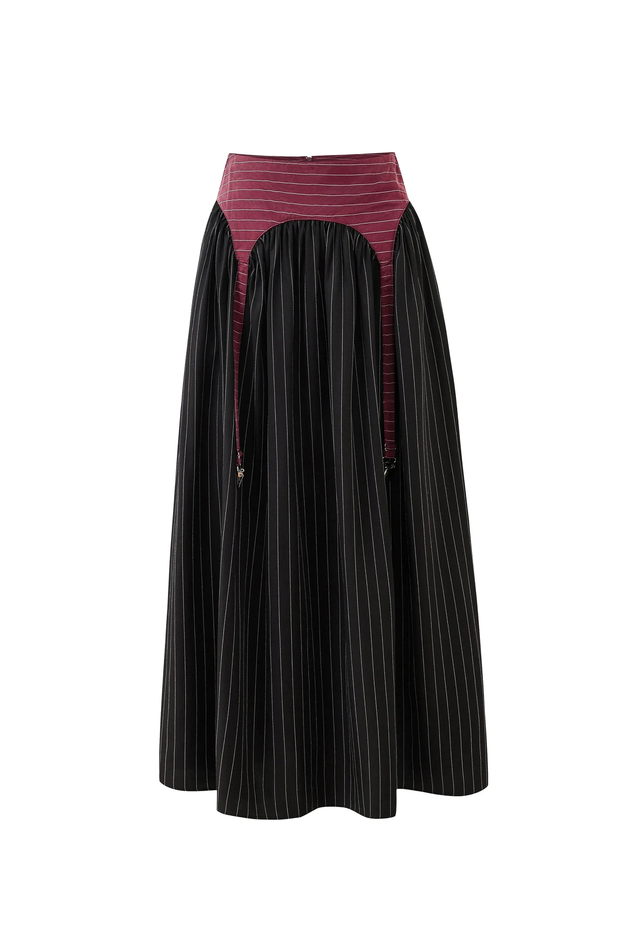 Garter Skirt Tencel Stripe Maroon/Black sold by Fashion Brand Company product image thumbnail 2