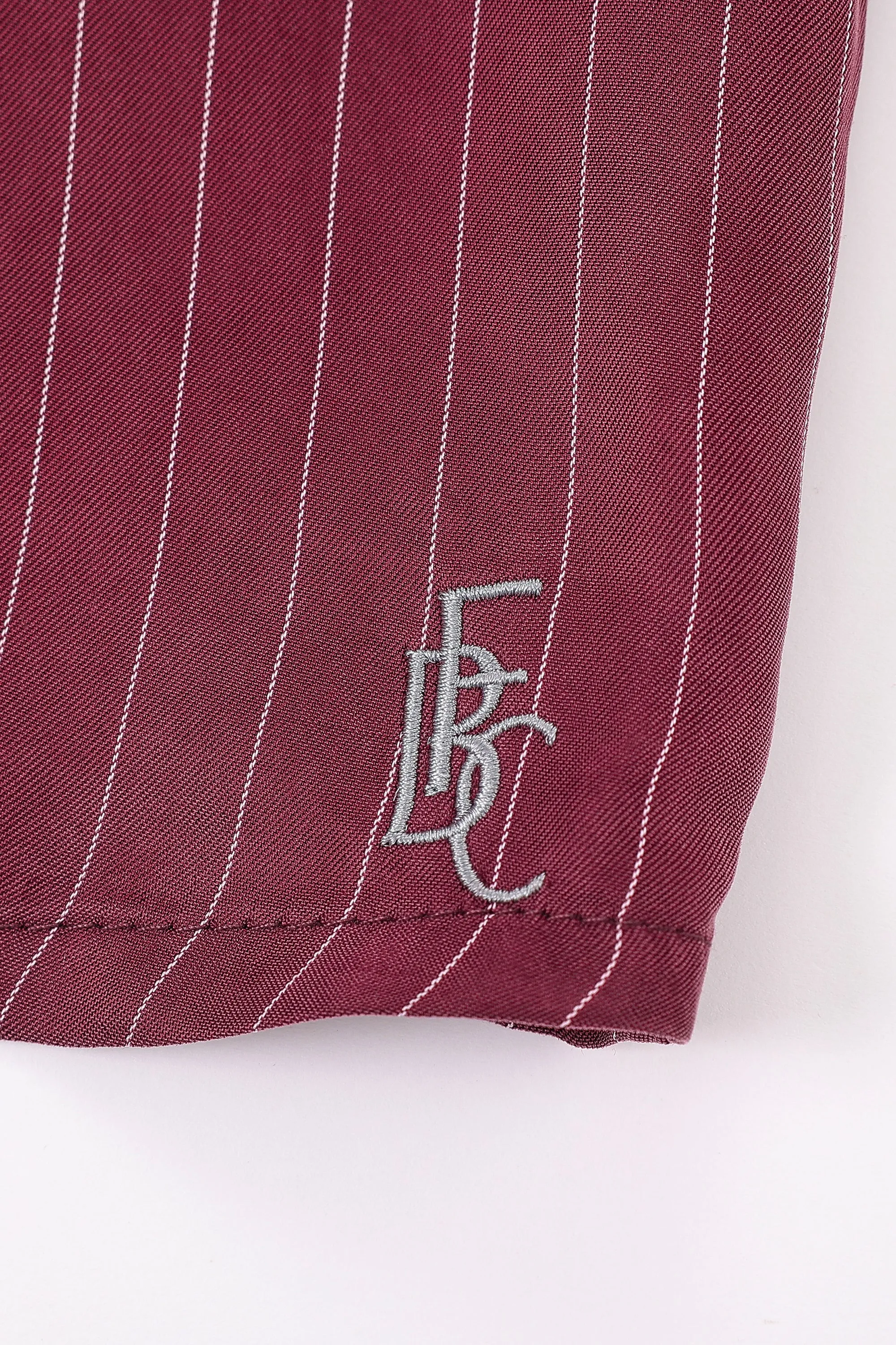 Baseball Crop Top Tencel Stripe Maroon sold by Fashion Brand Company product image thumbnail 4