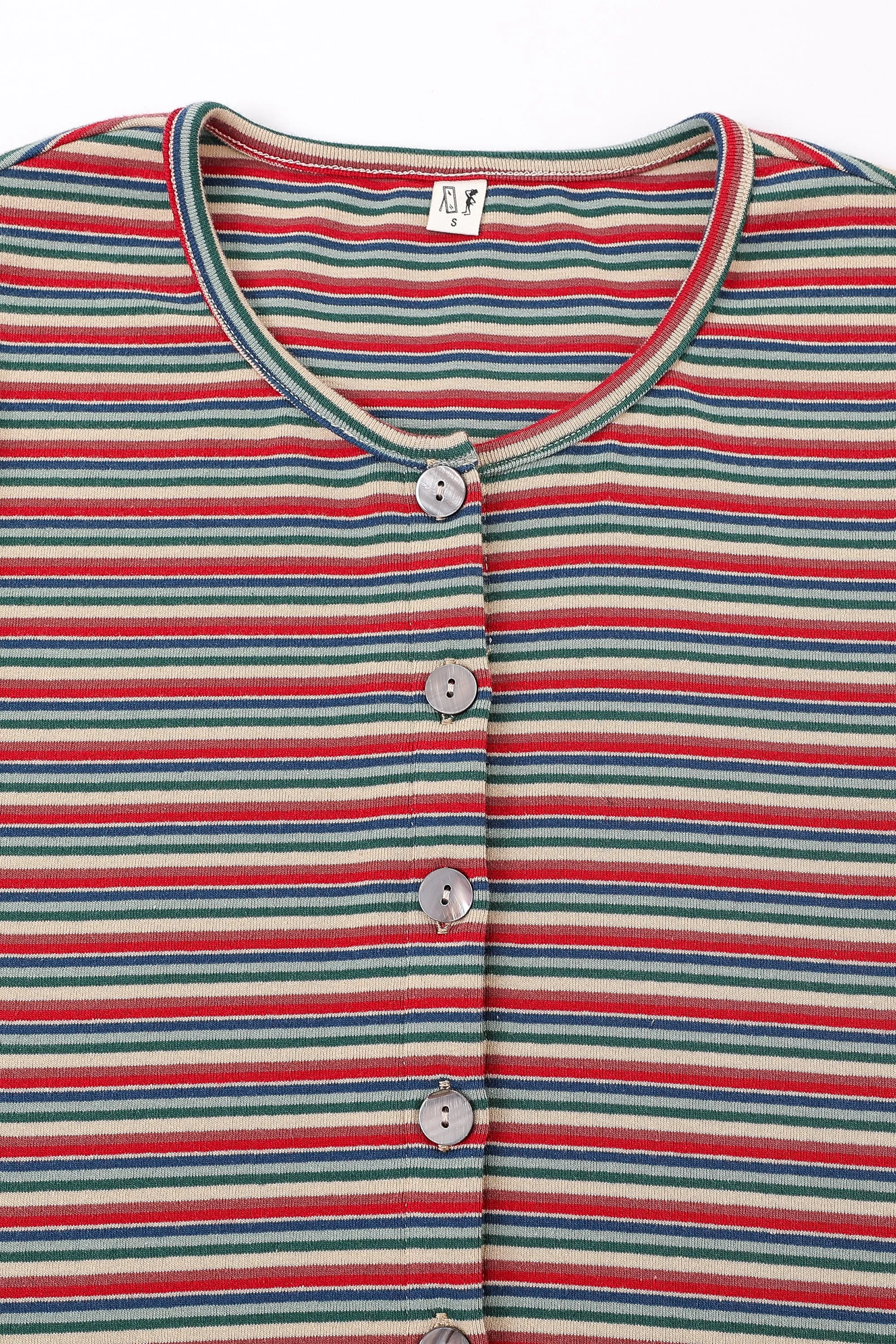 Long Sleeve Button Top Red Stripe sold by Fashion Brand Company product image thumbnail 5