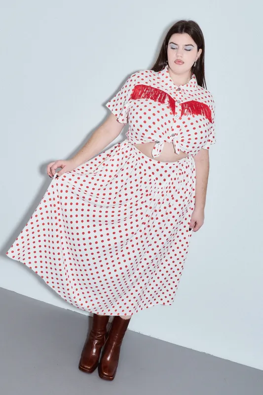 Park Skirt Soft Linen Red Polka Dot made by Fashion Brand Company