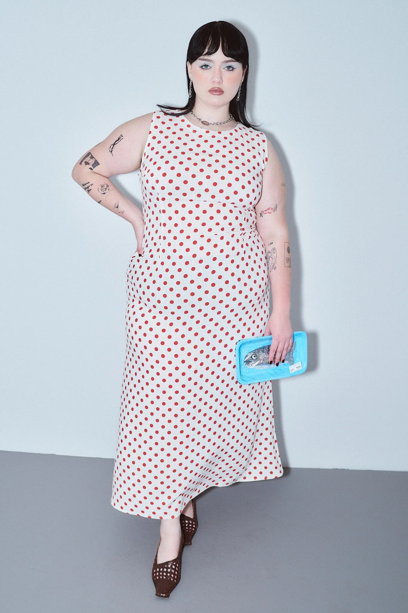 Good Woman Soft Linen Dress Red Polka Dot sold by Fashion Brand Company product image thumbnail 2