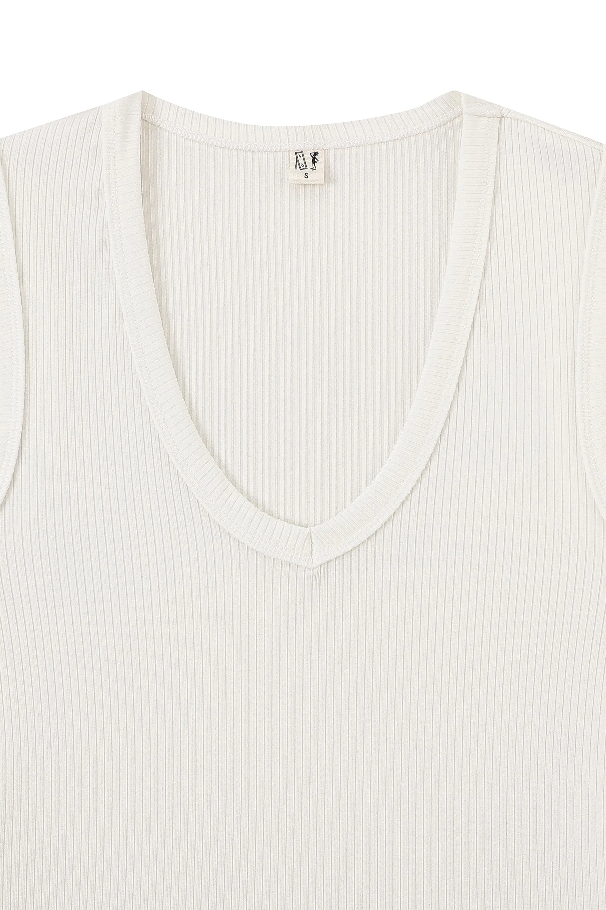 Tencel Rib Deep U Neck Tank Top White sold by Fashion Brand Company product image thumbnail 4