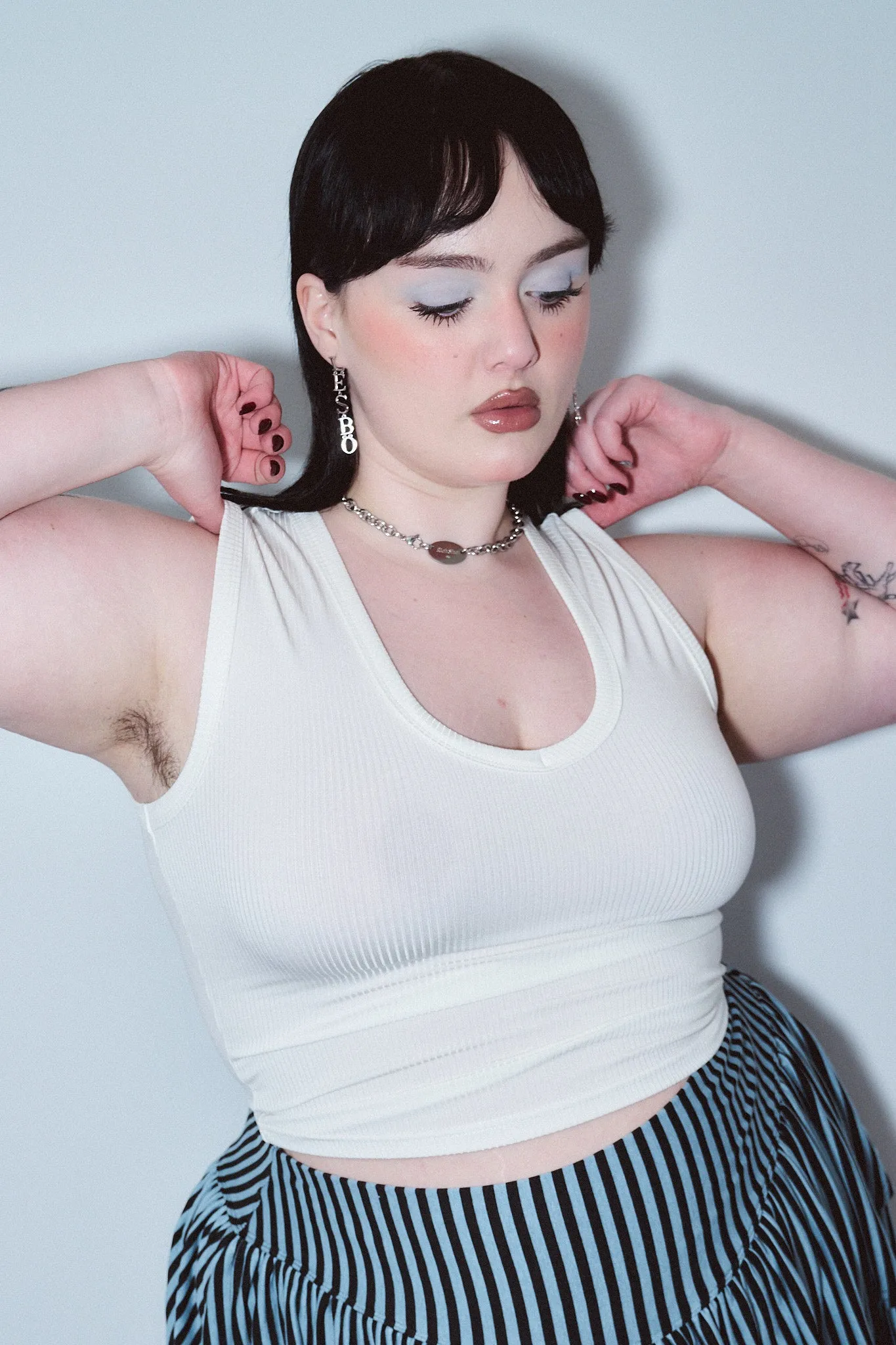 Tencel Rib Deep U Neck Tank Top White sold by Fashion Brand Company