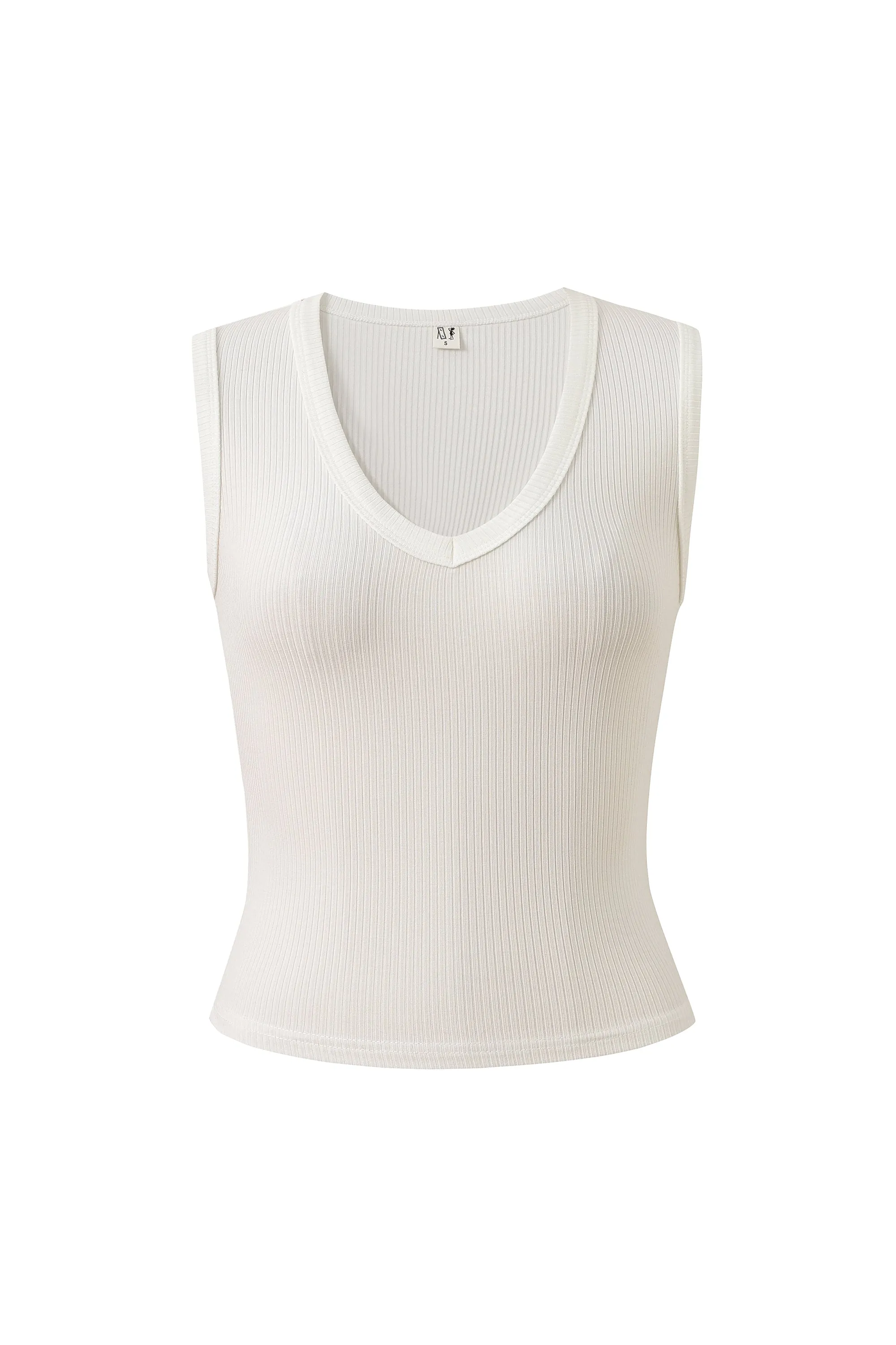 Tencel Rib Deep U Neck Tank Top White sold by Fashion Brand Company product image thumbnail 2
