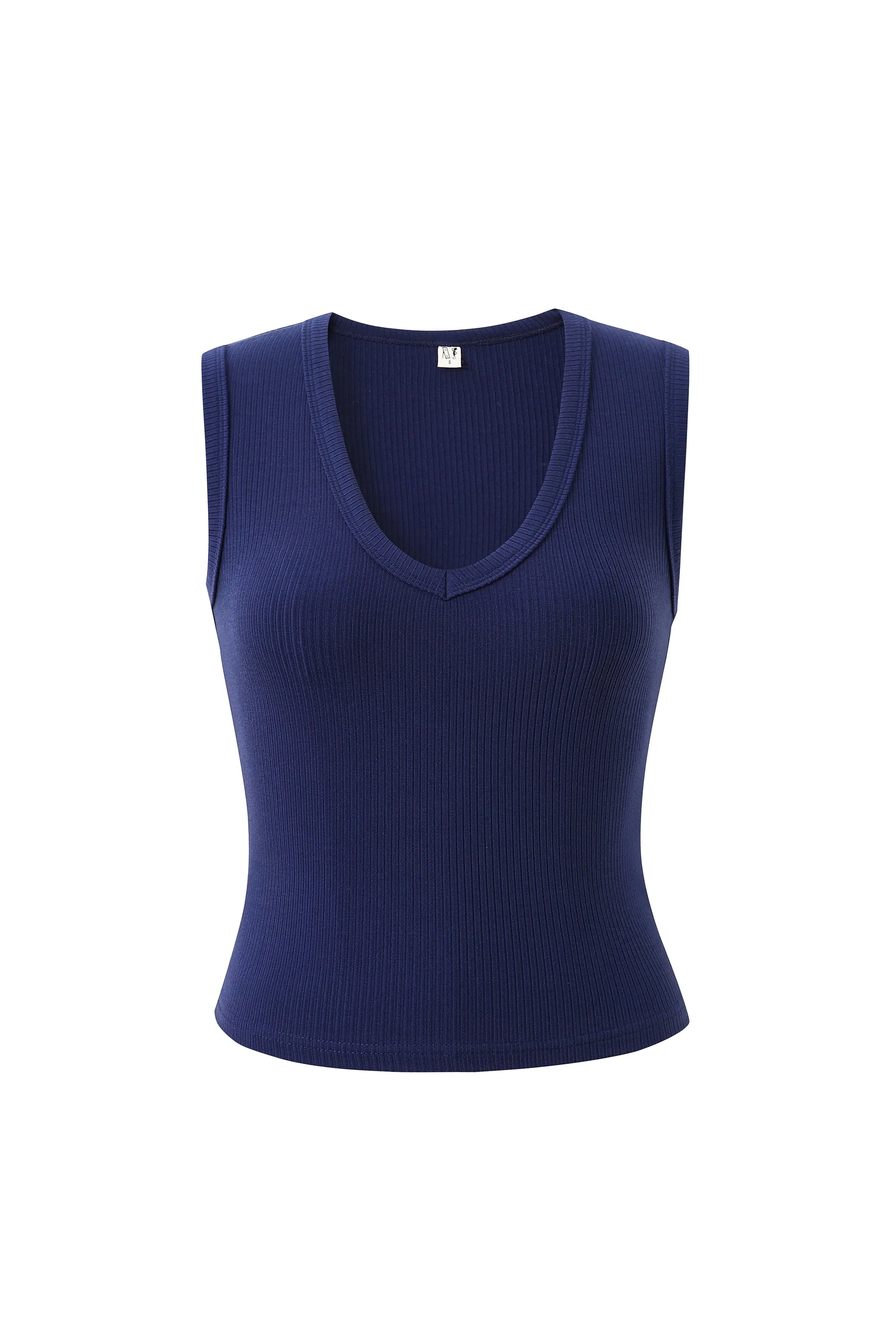 Tencel Rib Deep U Neck Tank Top Navy sold by Fashion Brand Company product image thumbnail 2