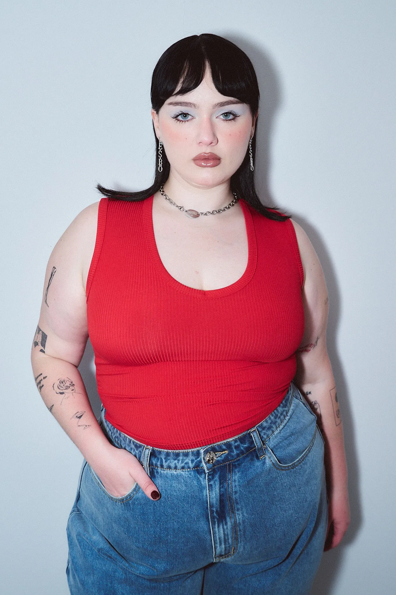 Tencel Rib Deep U Neck Tank Top Maraschino sold by Fashion Brand Company