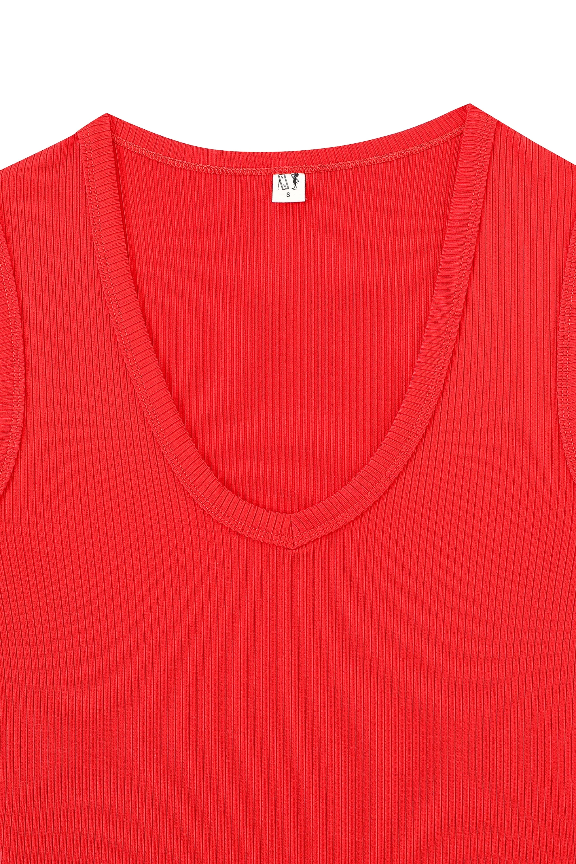 Tencel Rib Deep U Neck Tank Top Maraschino sold by Fashion Brand Company product image thumbnail 4