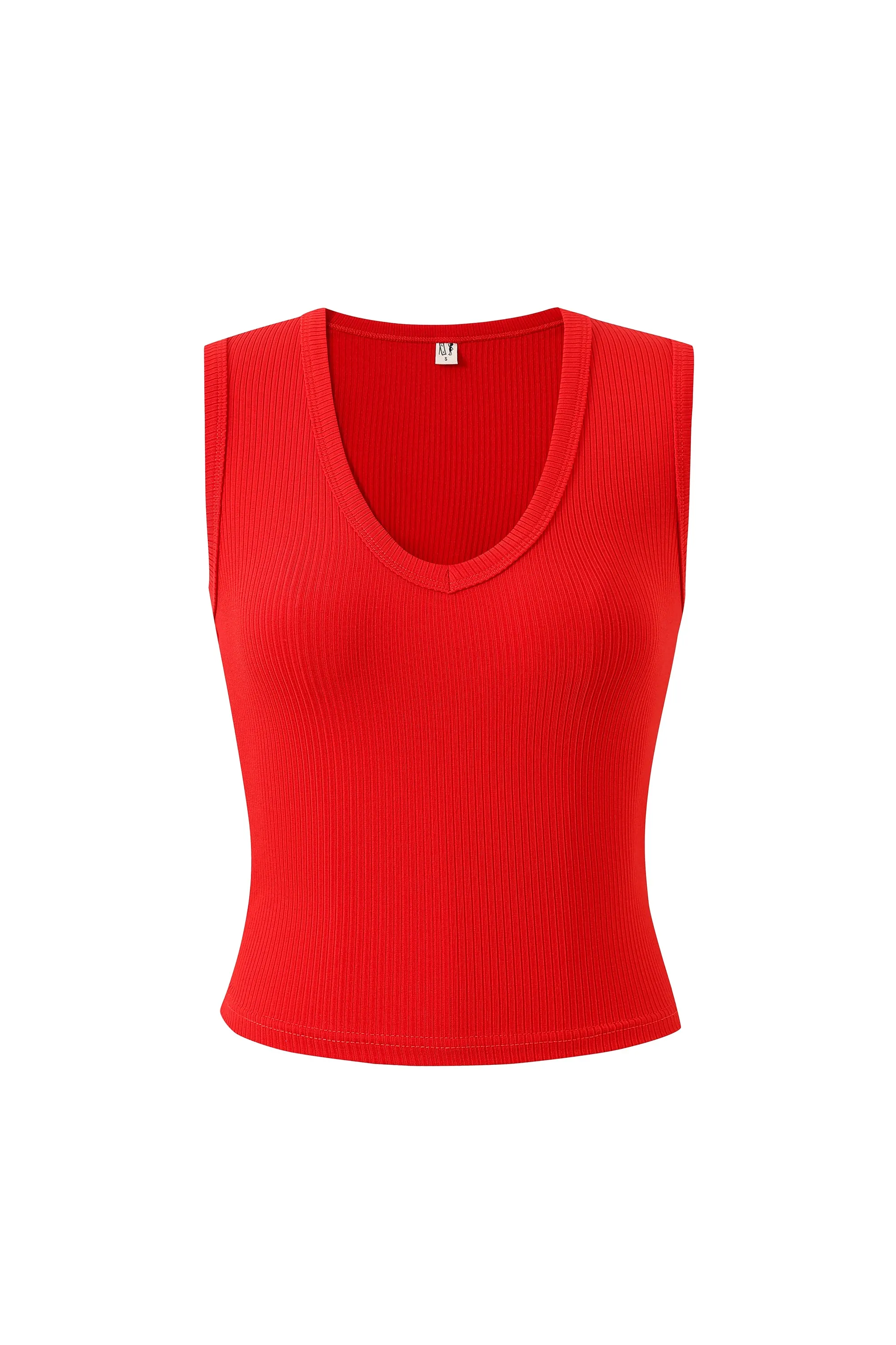 Tencel Rib Deep U Neck Tank Top Maraschino sold by Fashion Brand Company product image thumbnail 2