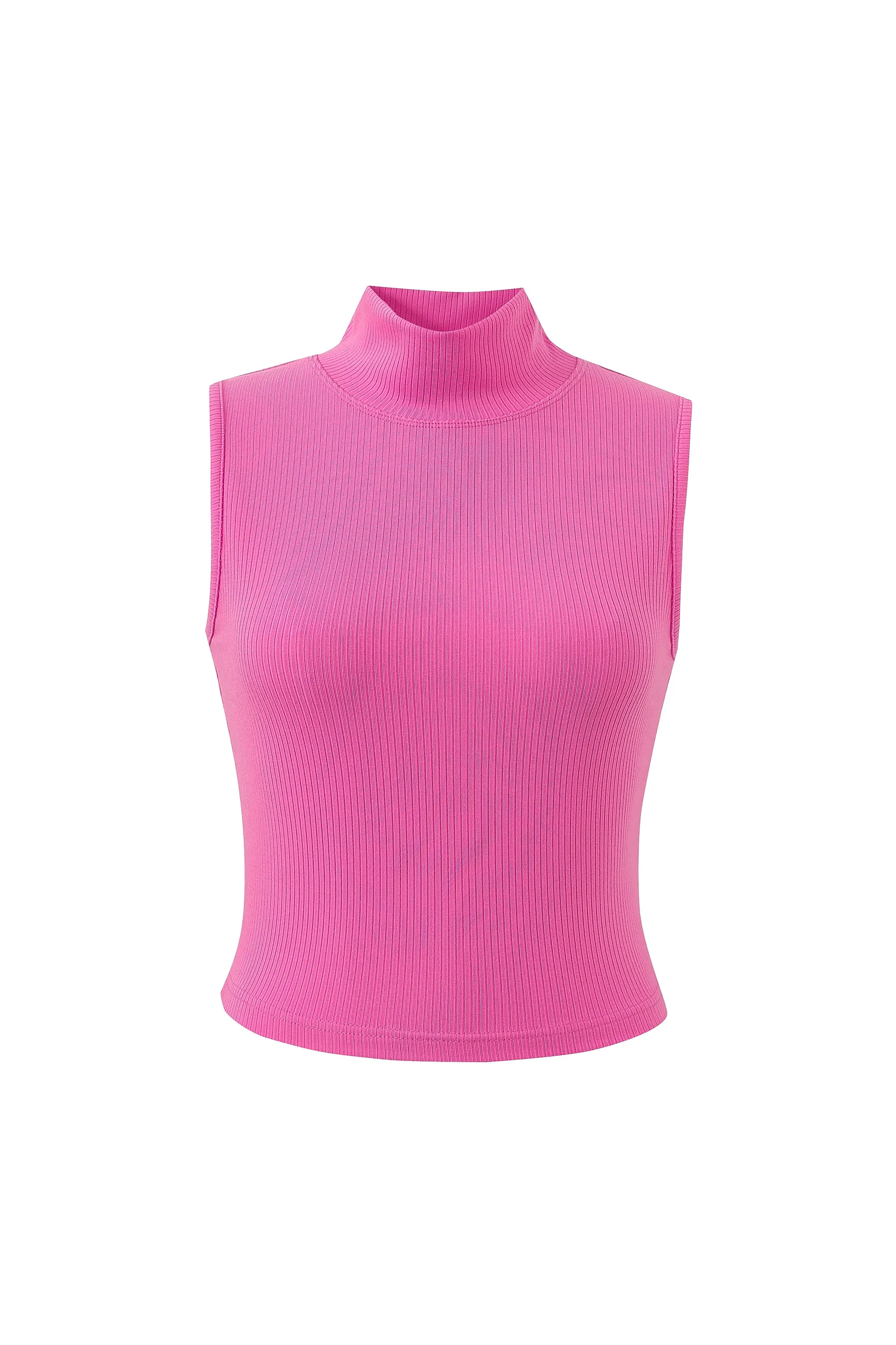 Mock Neck Tencel Rib Tank Pink sold by Fashion Brand Company product image thumbnail 4
