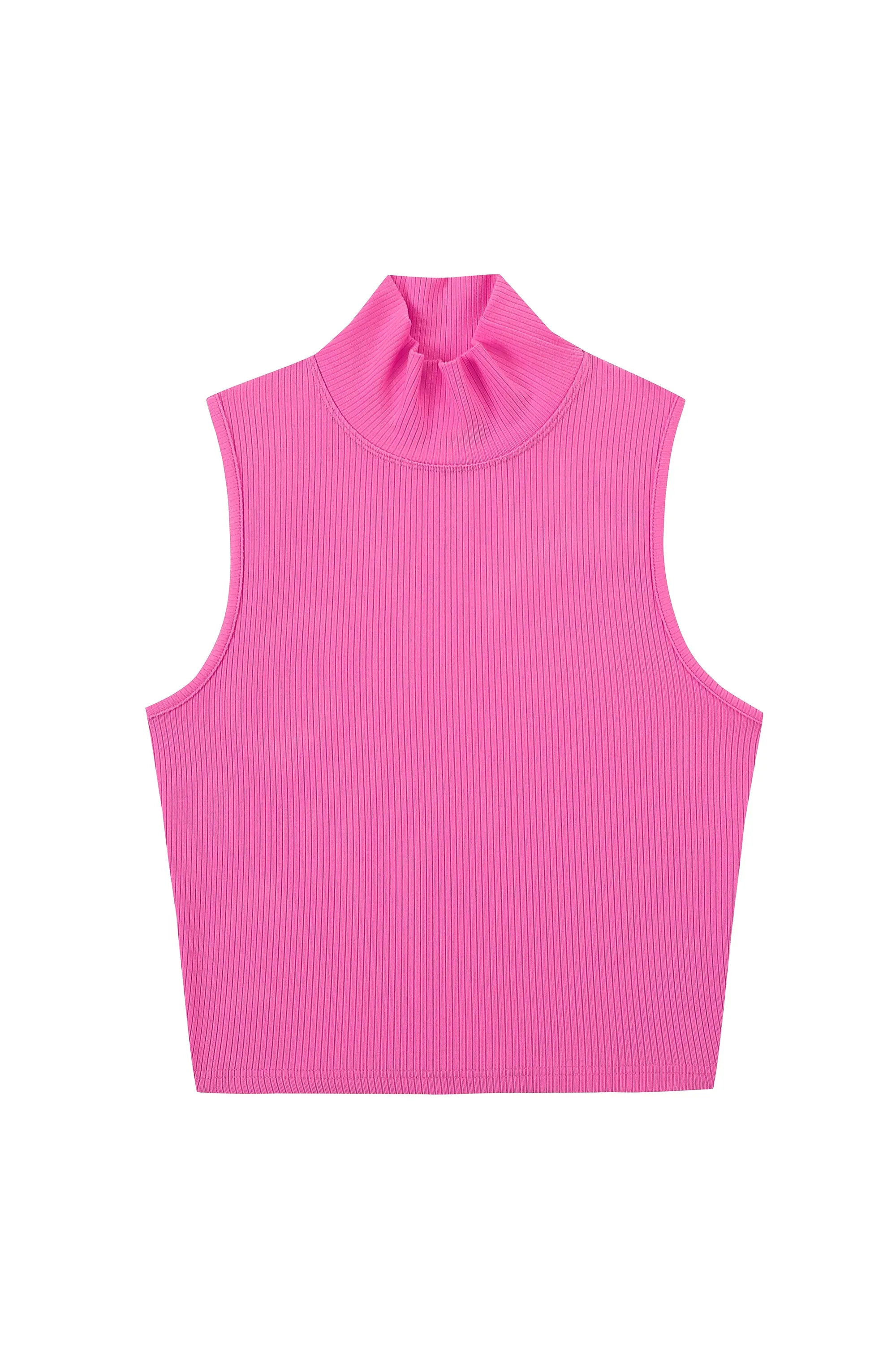 Mock Neck Tencel Rib Tank Pink sold by Fashion Brand Company product image thumbnail 2