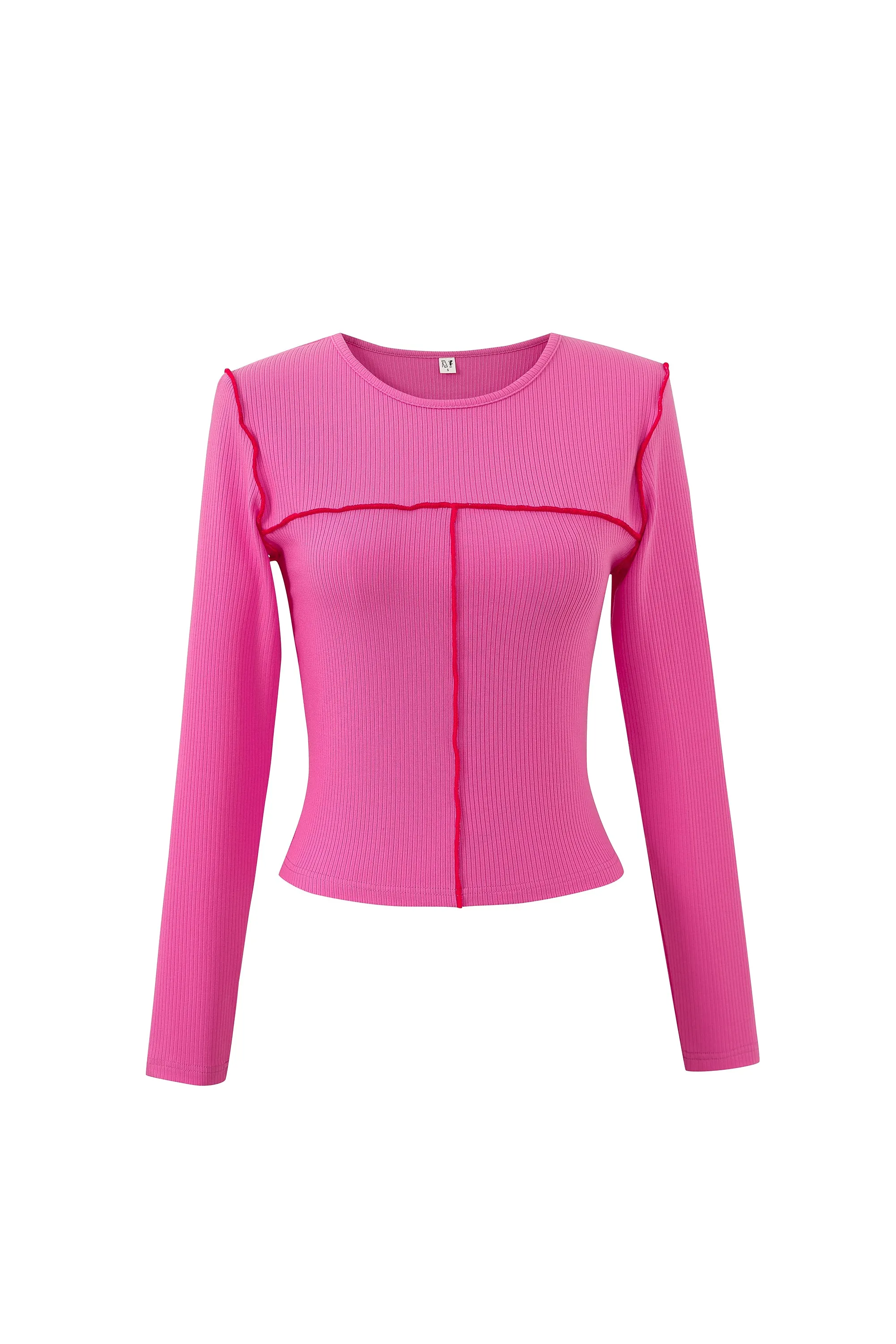 Seamed Long Sleeve Top Tencel Rib Pink/Red sold by Fashion Brand Company product image thumbnail 2
