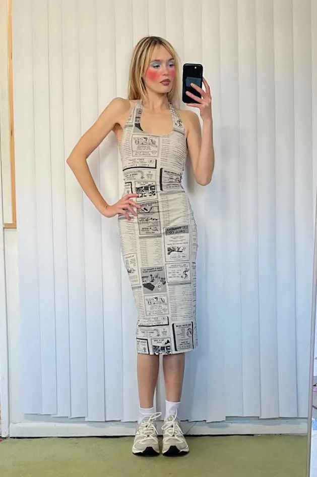 Halter Dress Stretchy Cotton White Pages sold by Fashion Brand Company product image thumbnail 4