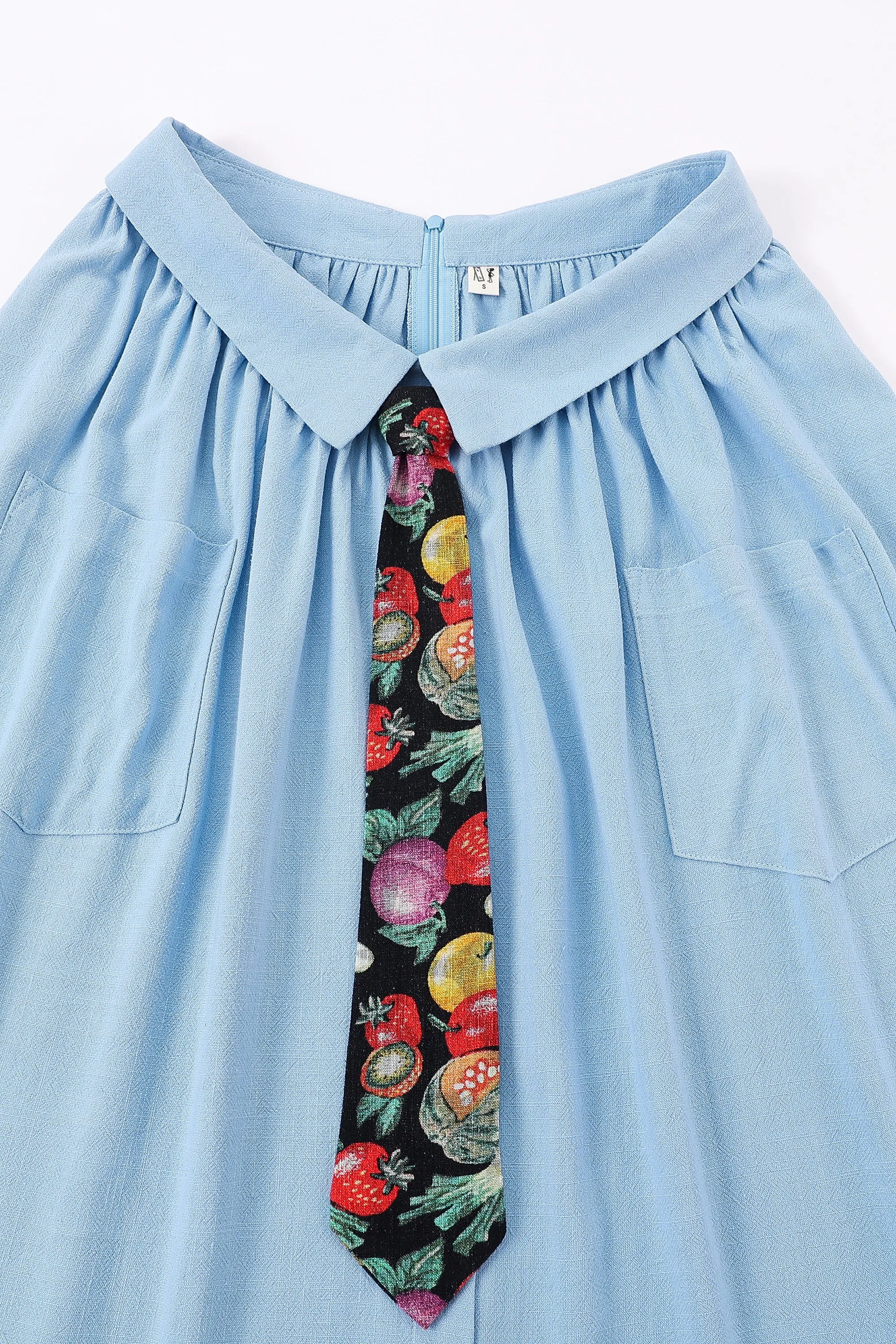 Business Casual Tie Skirt Linen Blue sold by Fashion Brand Company product image thumbnail 2