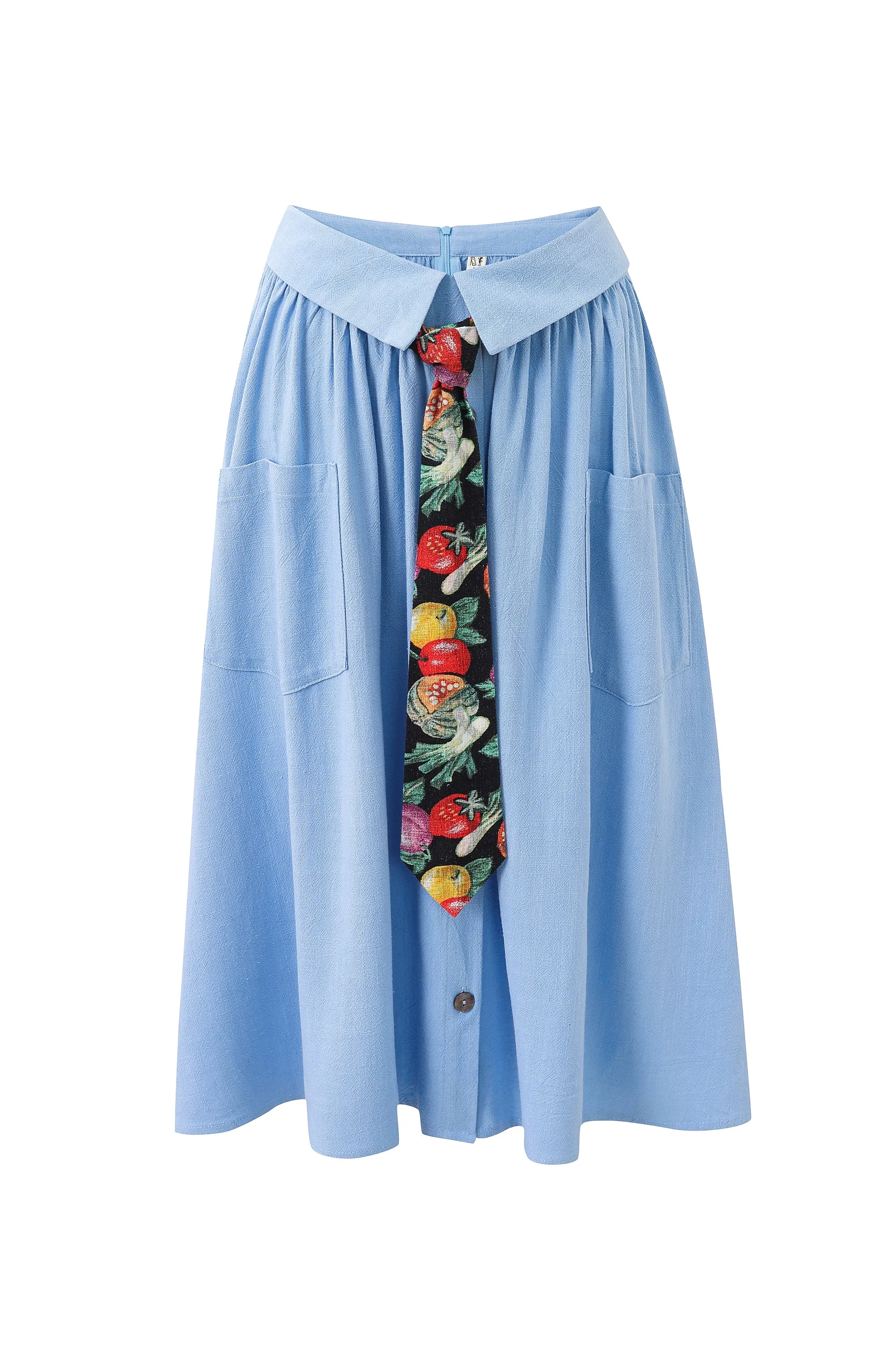 Business Casual Tie Skirt Linen Blue sold by Fashion Brand Company