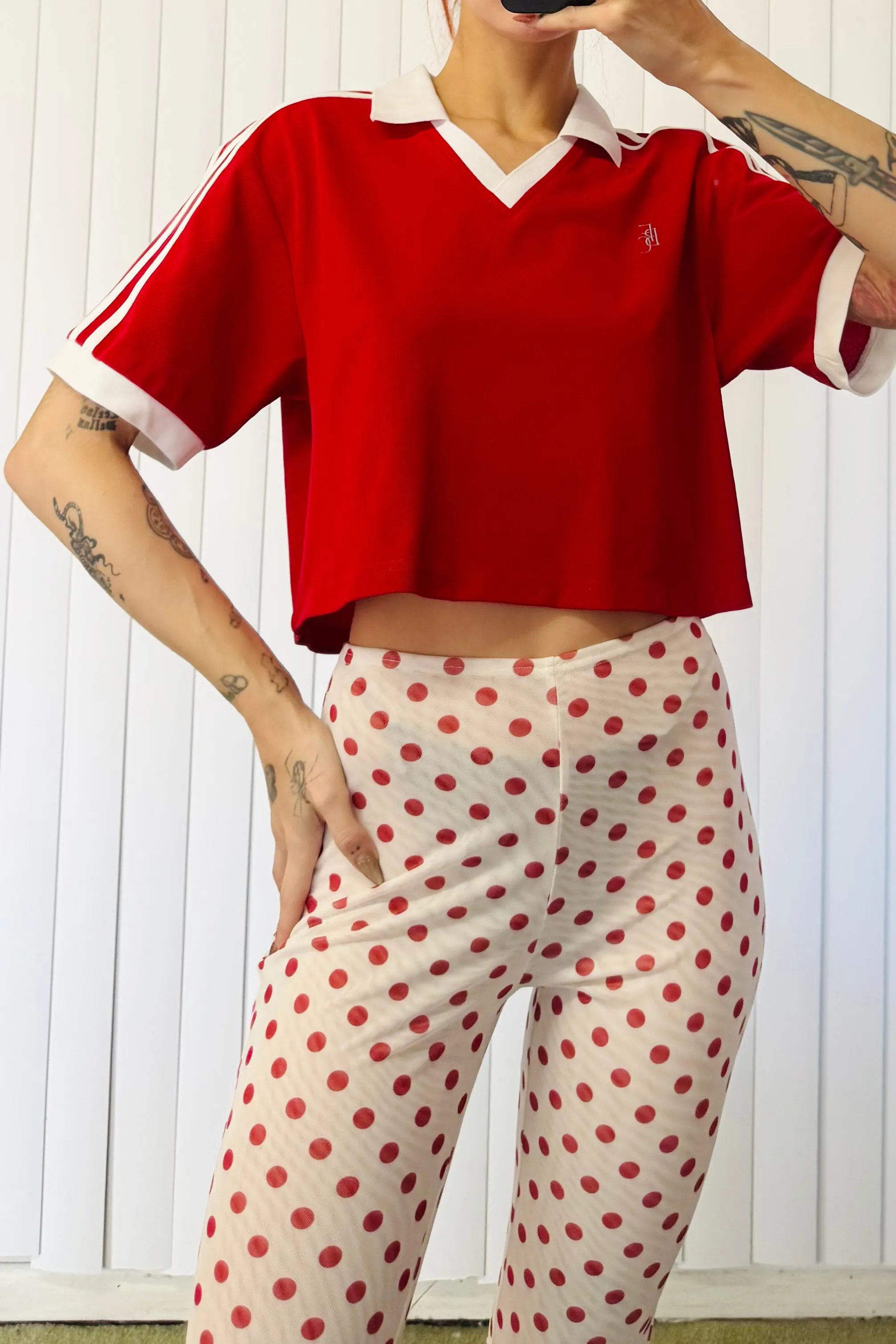 SAMPLE #17 - S Red FBC Polo Crop Top sold by Fashion Brand Company