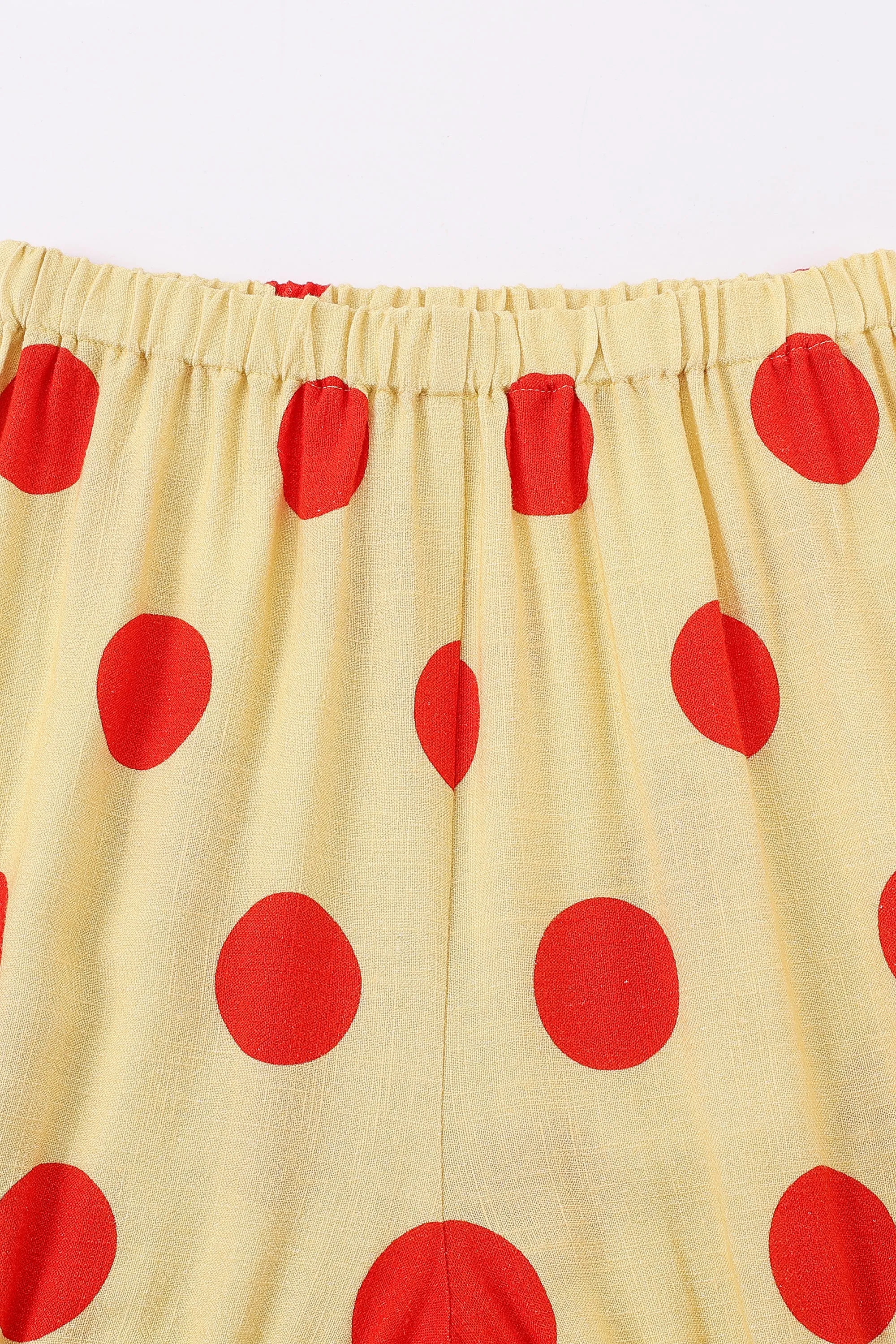 Soft Linen Bloomers Red/Yellow Polka Dot sold by Fashion Brand Company product image thumbnail 3