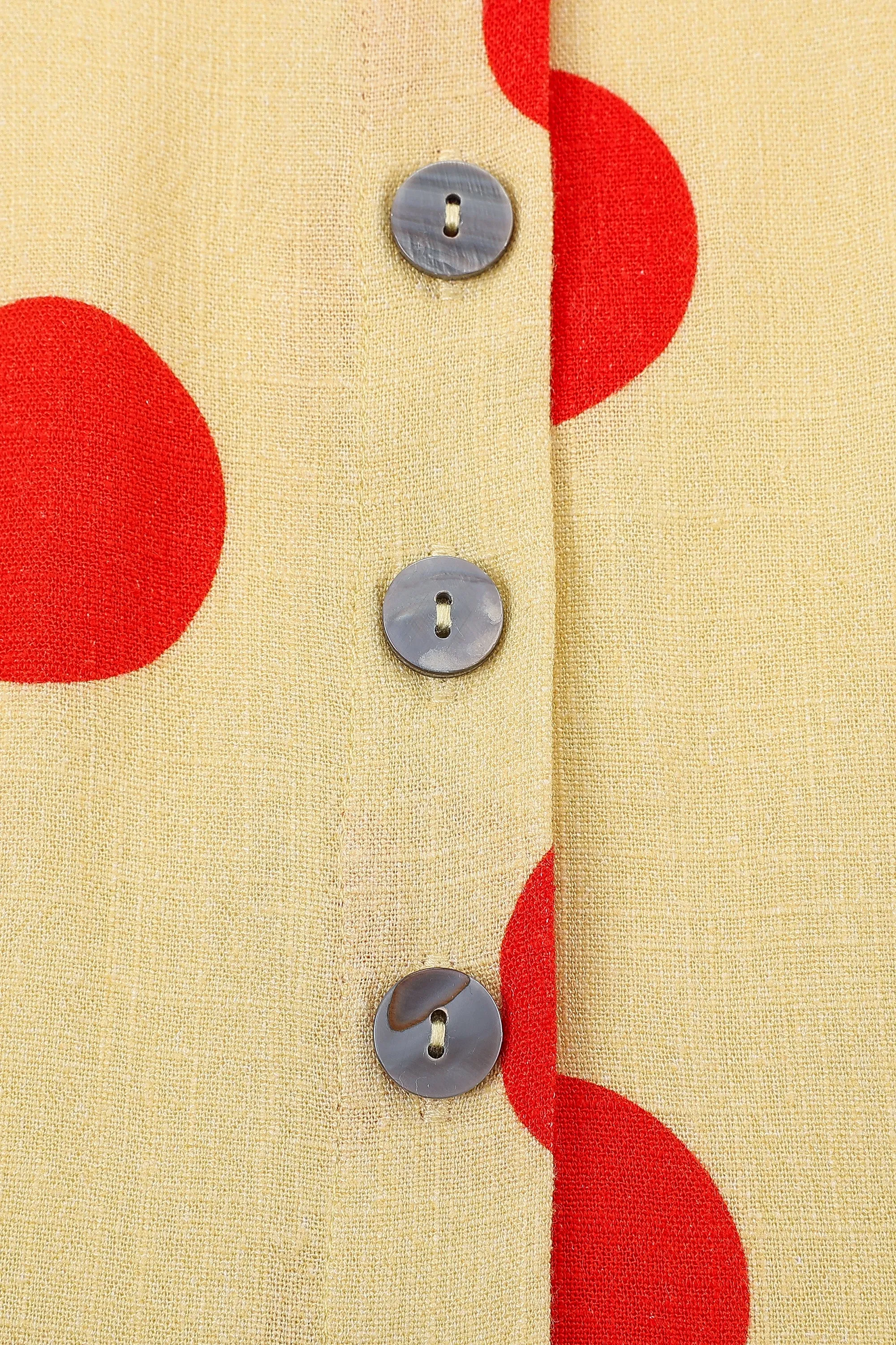 Soft Linen Button Down Tank Top Red/Yellow Polka Dot sold by Fashion Brand Company product image thumbnail 4