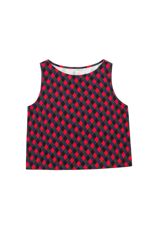 Shift Tank Soft Linen Diamond Print made by Fashion Brand Company