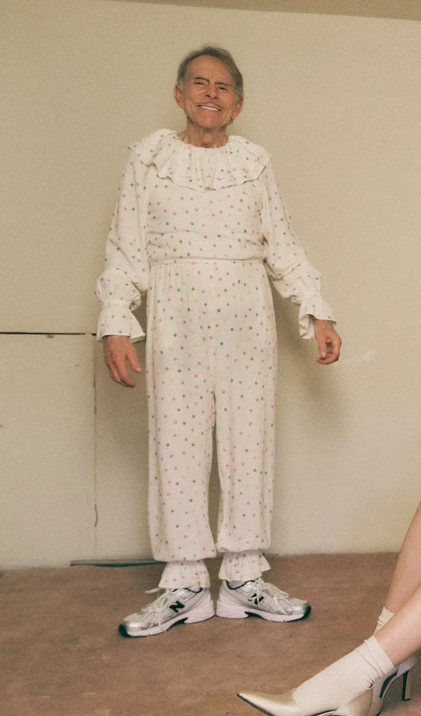 Unisex Clown Collar Soft Linen Jumpsuit Funfetti Dot sold by Fashion Brand Company product image thumbnail 4