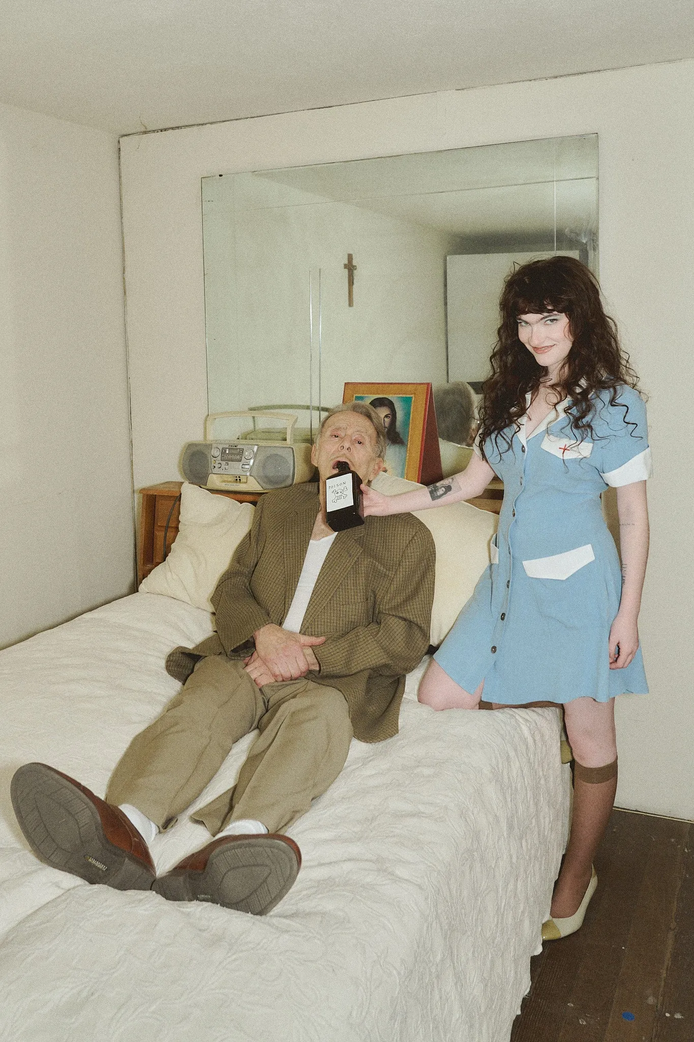 Soft Linen Mini Nurse Dress Blue sold by Fashion Brand Company product image thumbnail 5