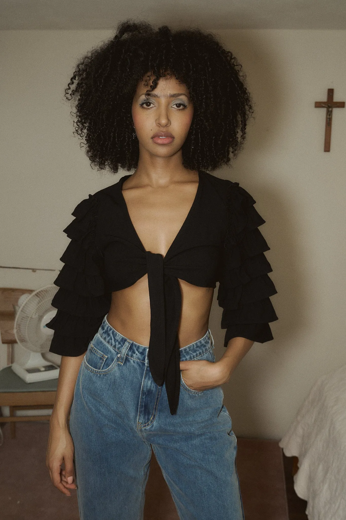 Rumba Top Soft Linen Black sold by Fashion Brand Company product image thumbnail 3