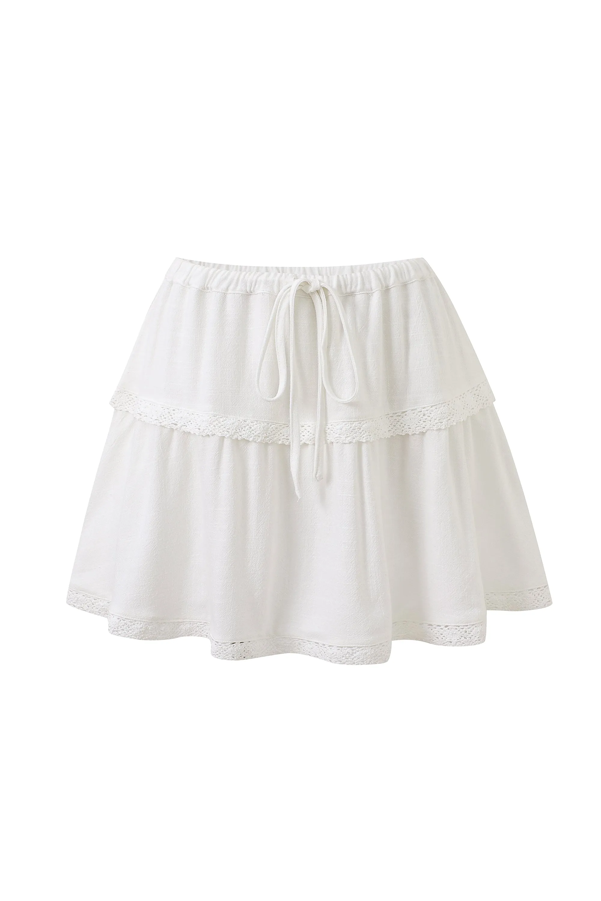 White Soft Linen Mini Skort sold by Fashion Brand Company product image thumbnail 2