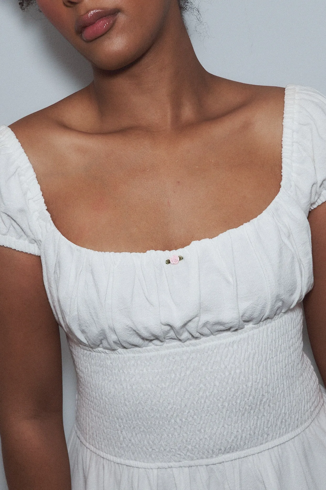 Milky Smocked Waist Soft Linen Mini Dress sold by Fashion Brand Company product image thumbnail 3