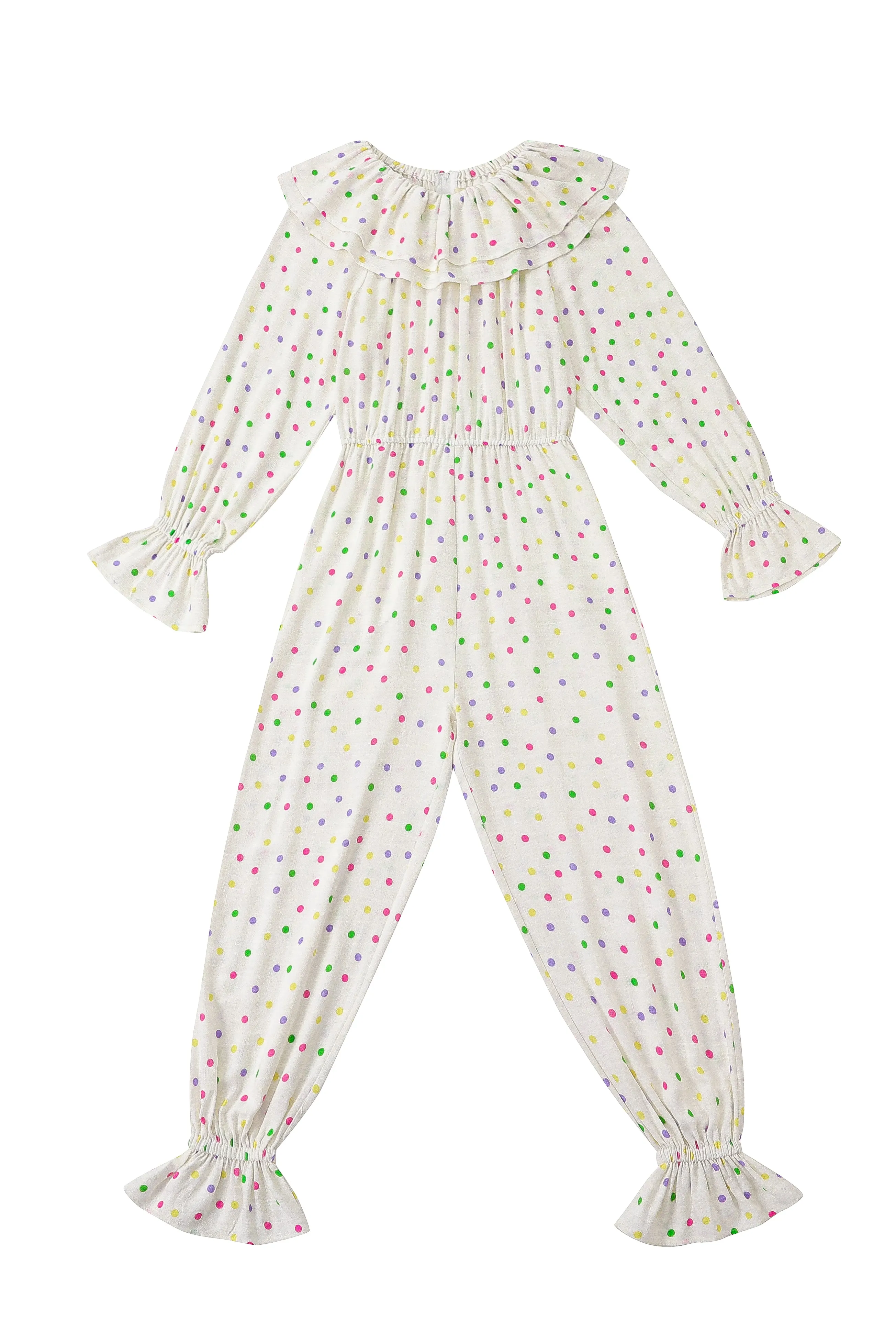 Unisex Clown Collar Soft Linen Jumpsuit Funfetti Dot sold by Fashion Brand Company product image thumbnail 2