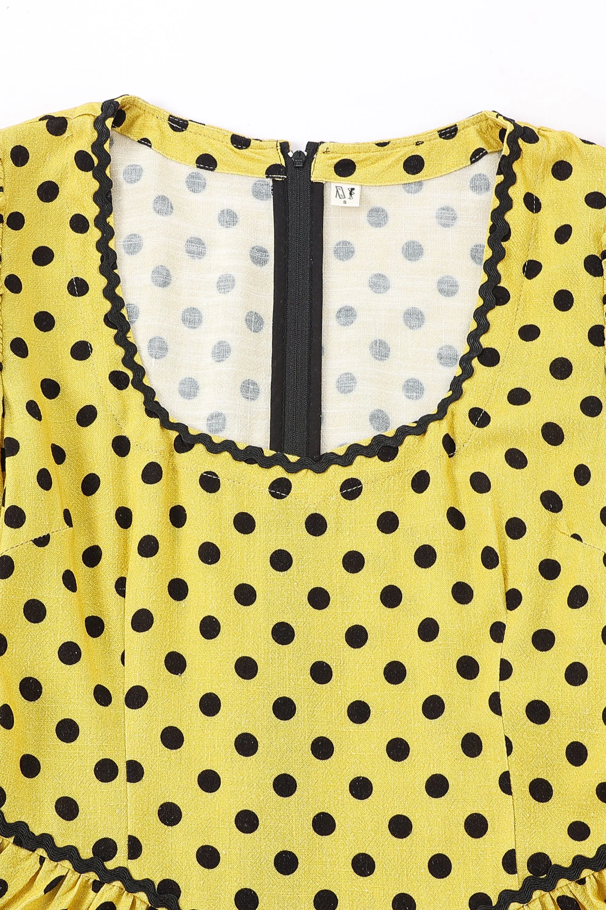 2 left - Loretta Ruffle Mini Dress Yellow Polka Dot sold by Fashion Brand Company product image thumbnail 3