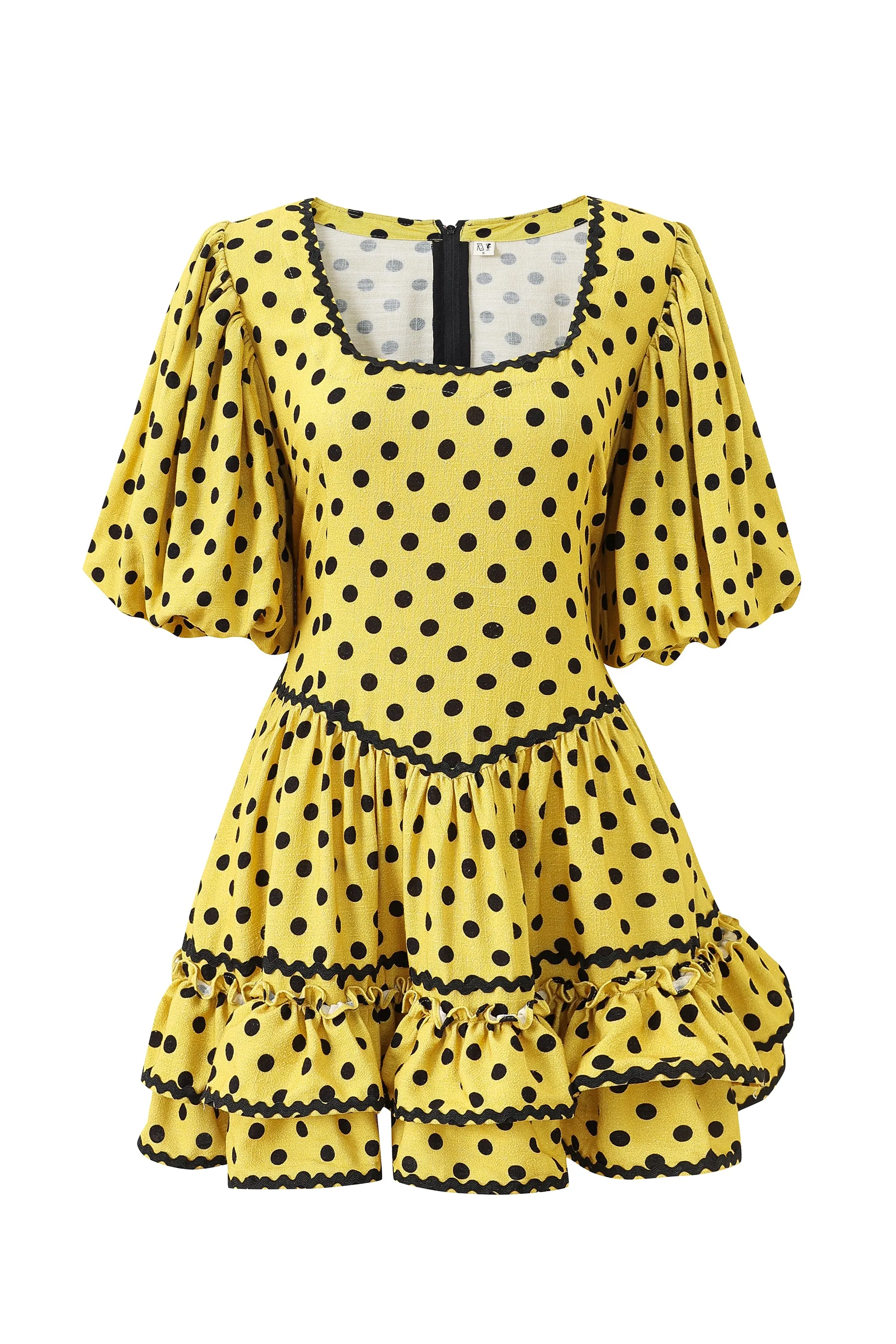 2 left - Loretta Ruffle Mini Dress Yellow Polka Dot sold by Fashion Brand Company product image thumbnail 2