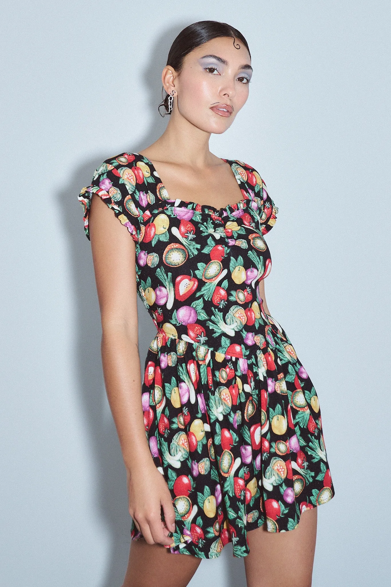 5 left - Sweetheart Soft Linen Mini Dress Vegetable Medley sold by Fashion Brand Company product image thumbnail 4