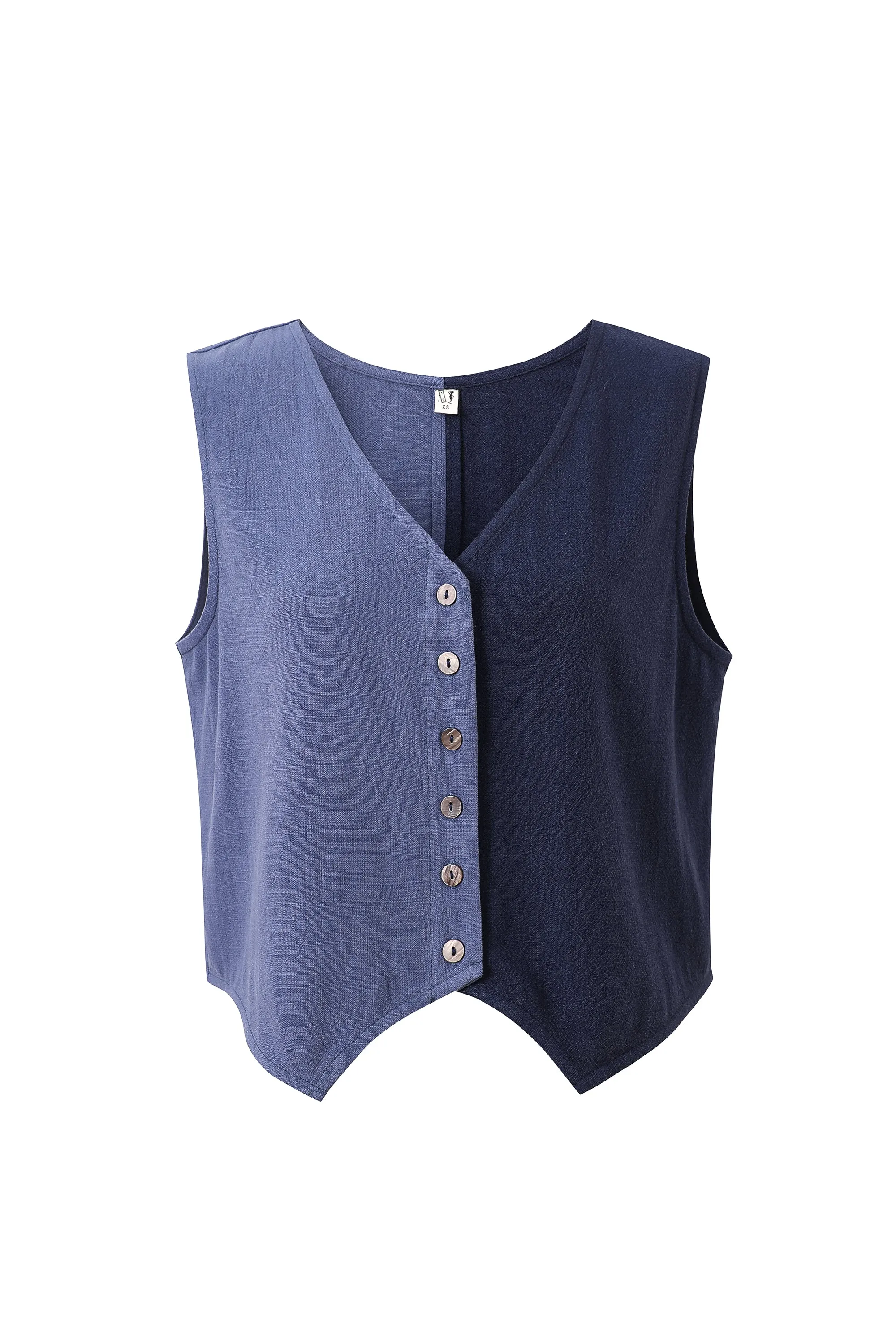 Vest & Pants Soft Linen Lazy Pants Set Blue/Navy sold by Fashion Brand Company product image thumbnail 4