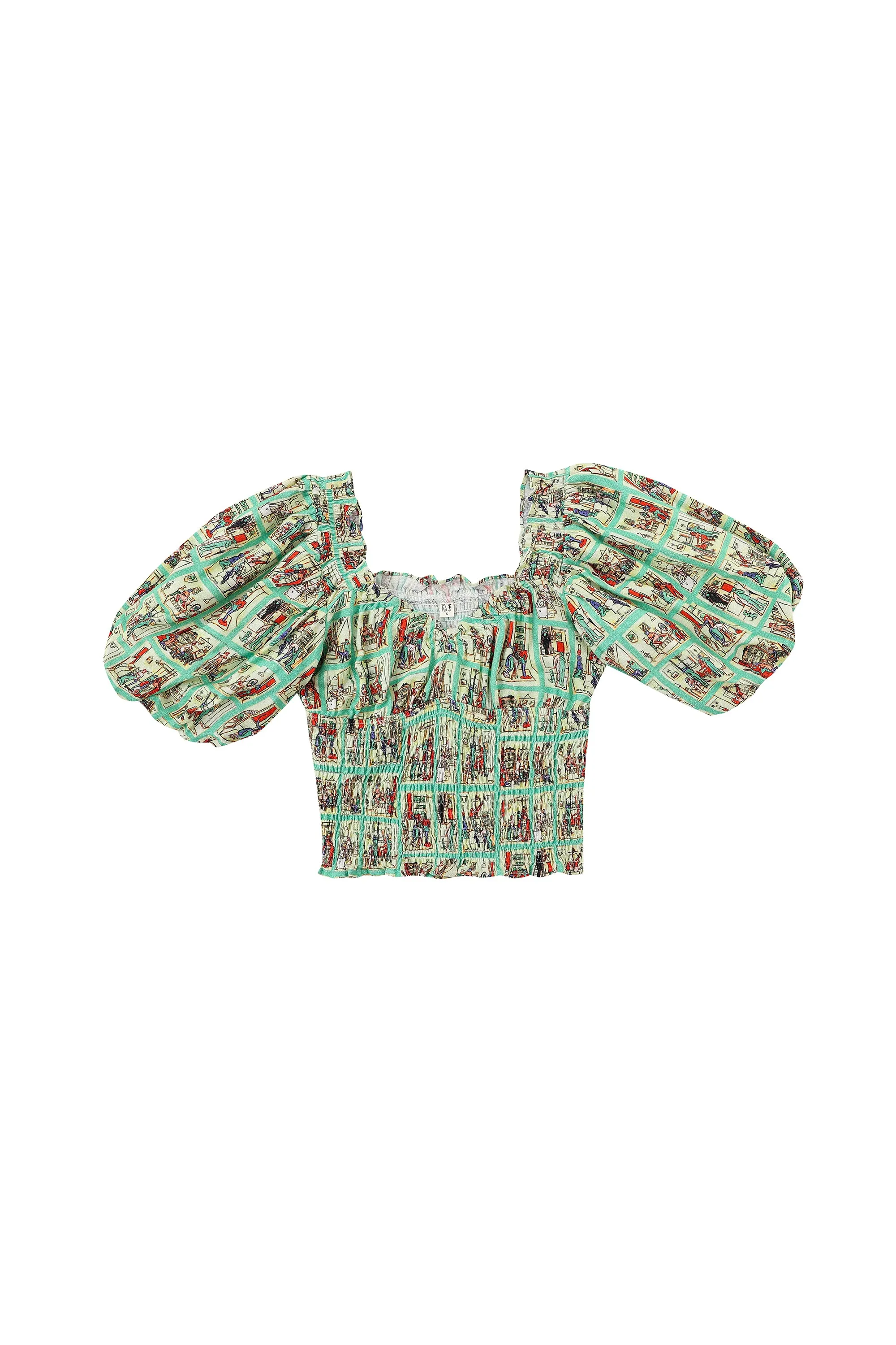 Sex House Soft Linen Sweetheart Smocked Blouse sold by Fashion Brand Company product image thumbnail 2