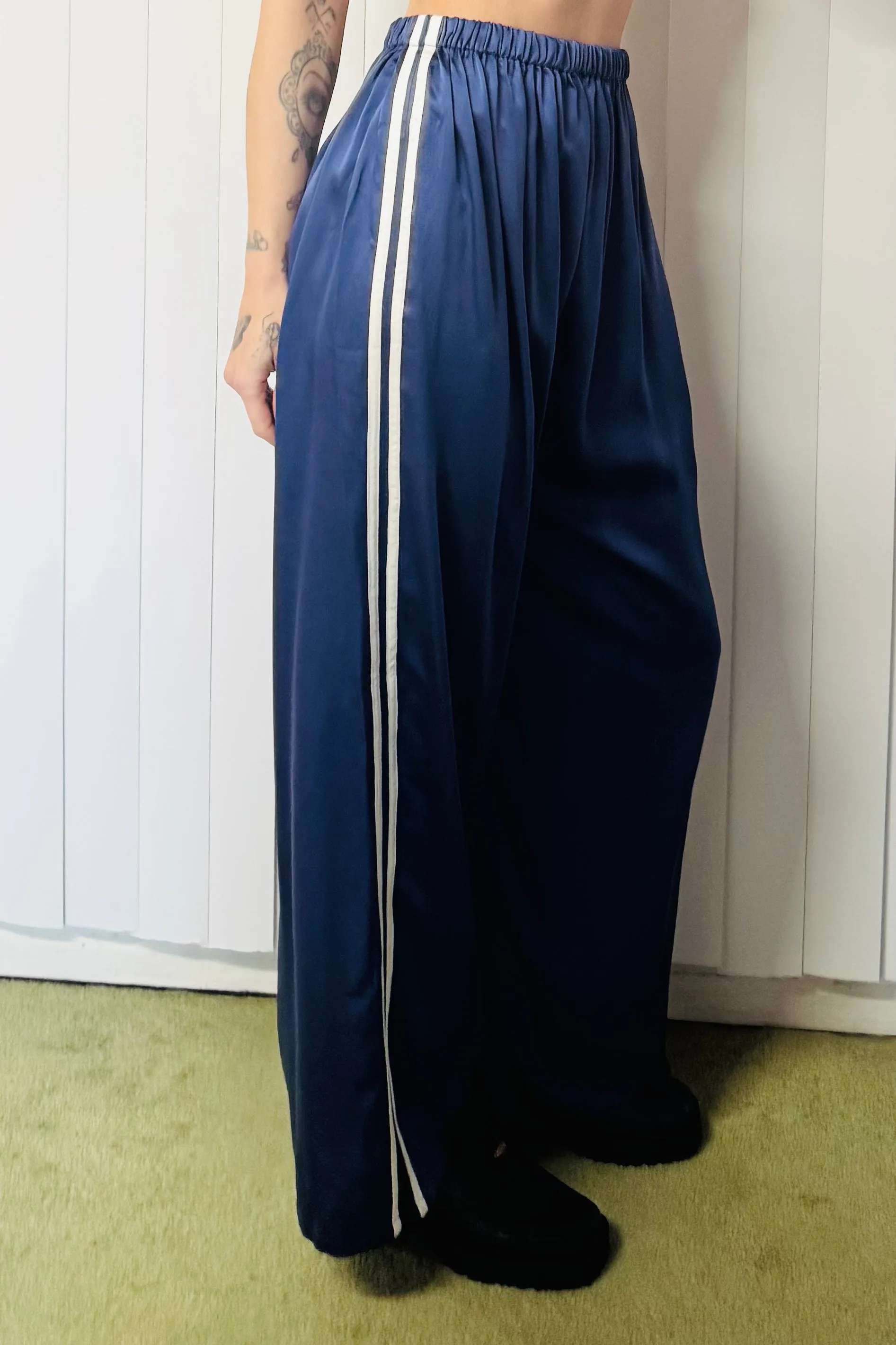 SAMPLE #778 - XS/S Navy Silk Track Pants sold by Fashion Brand Company product image thumbnail 2