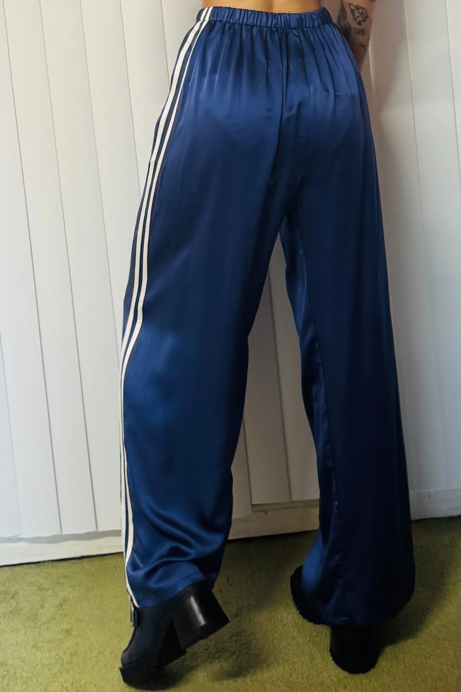 SAMPLE #778 - XS/S Navy Silk Track Pants sold by Fashion Brand Company product image thumbnail 3