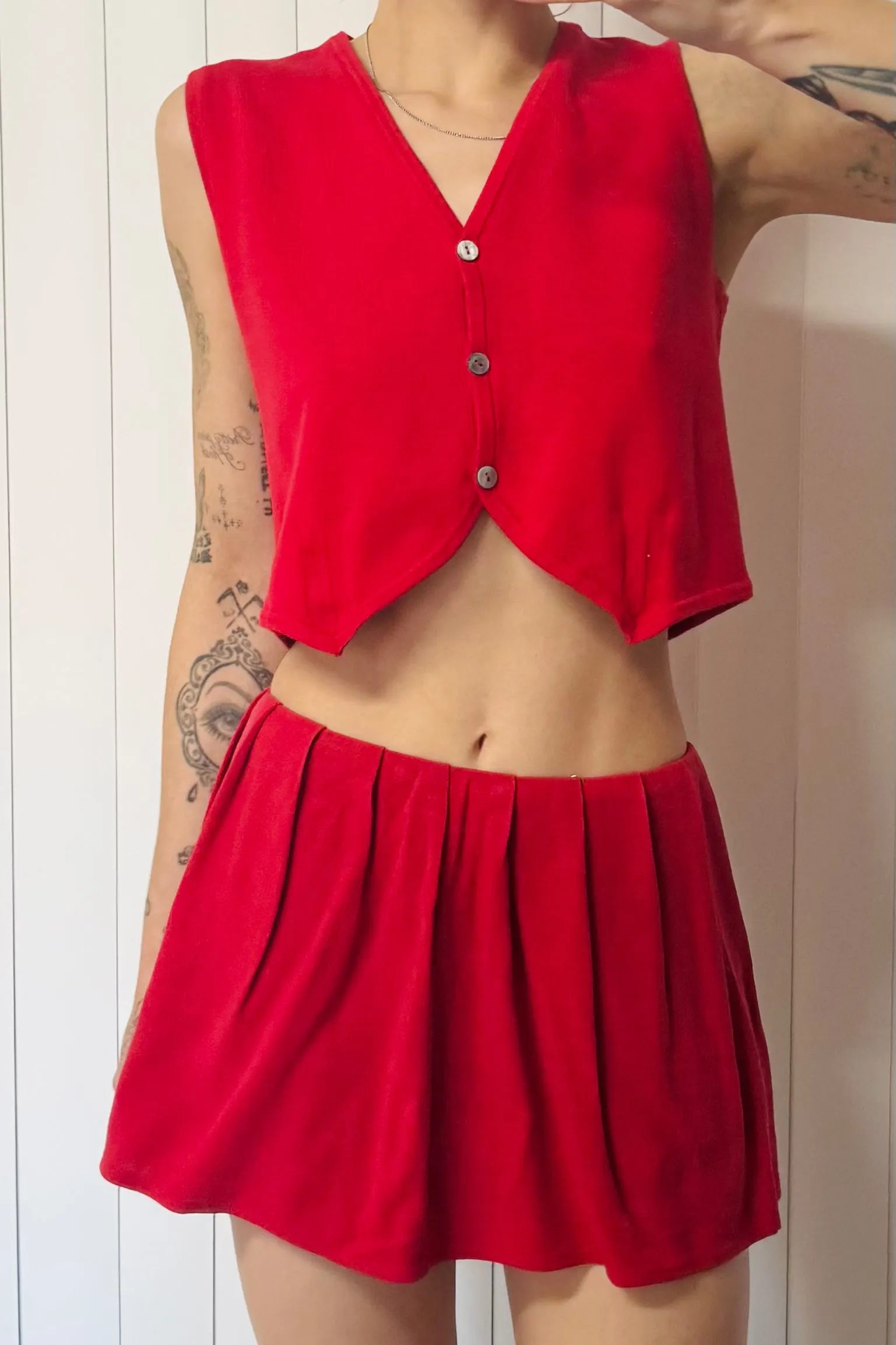 SAMPLE #764 - S Red 3 Button Down Vest sold by Fashion Brand Company