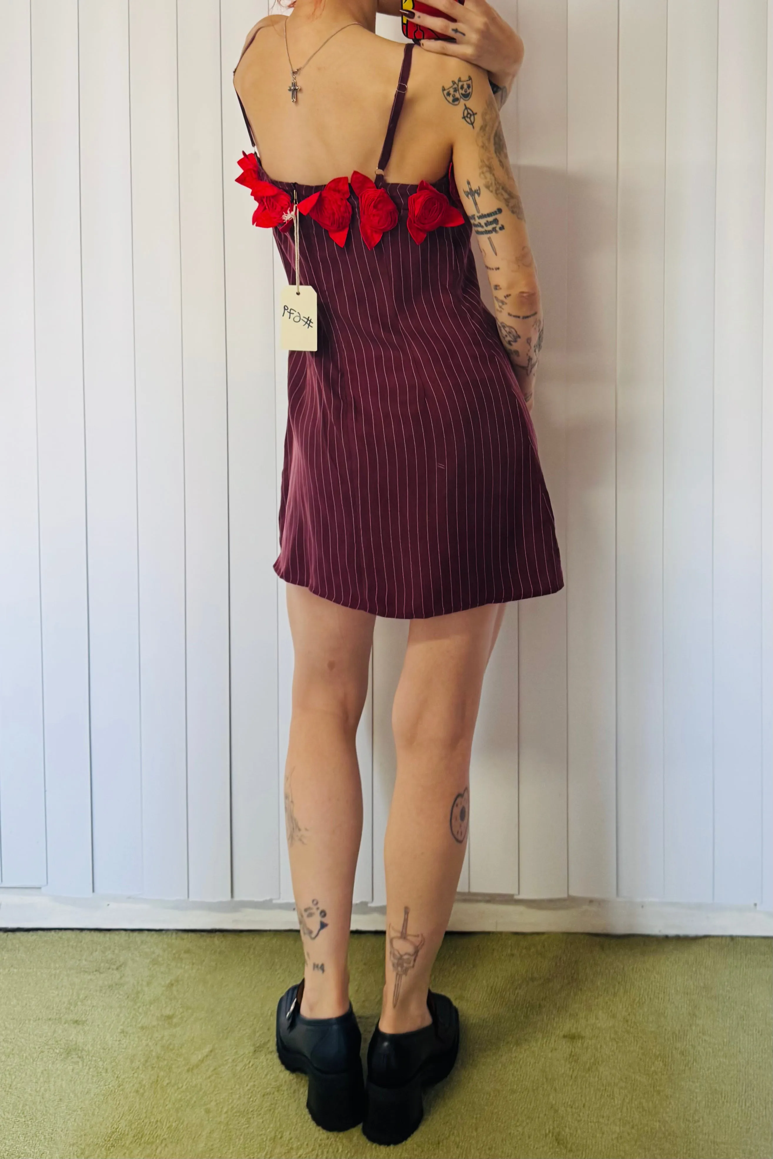 SAMPLE #679 - S Maroon Tencel Rose Shift Dress sold by Fashion Brand Company product image thumbnail 2