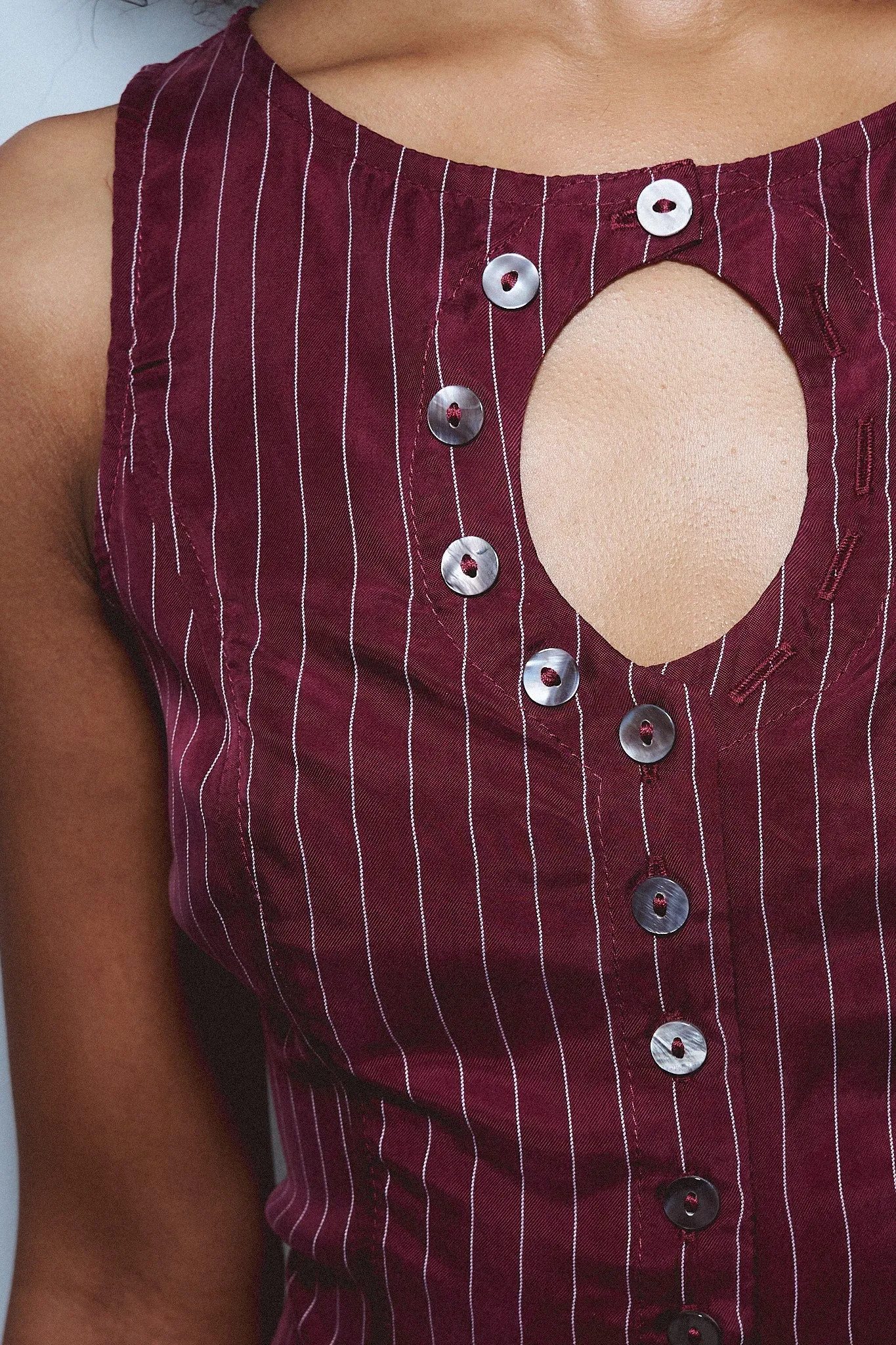 Unbuttoned Tank Maroon Stripe Tencel sold by Fashion Brand Company product image thumbnail 4