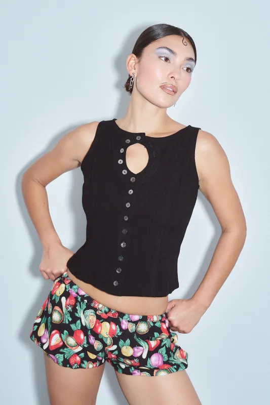 Unbuttoned Soft Linen Tank Black made by Fashion Brand Company