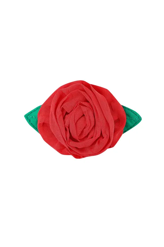 1 left - Red Cupro Rosette Hair Clip made by Fashion Brand Company