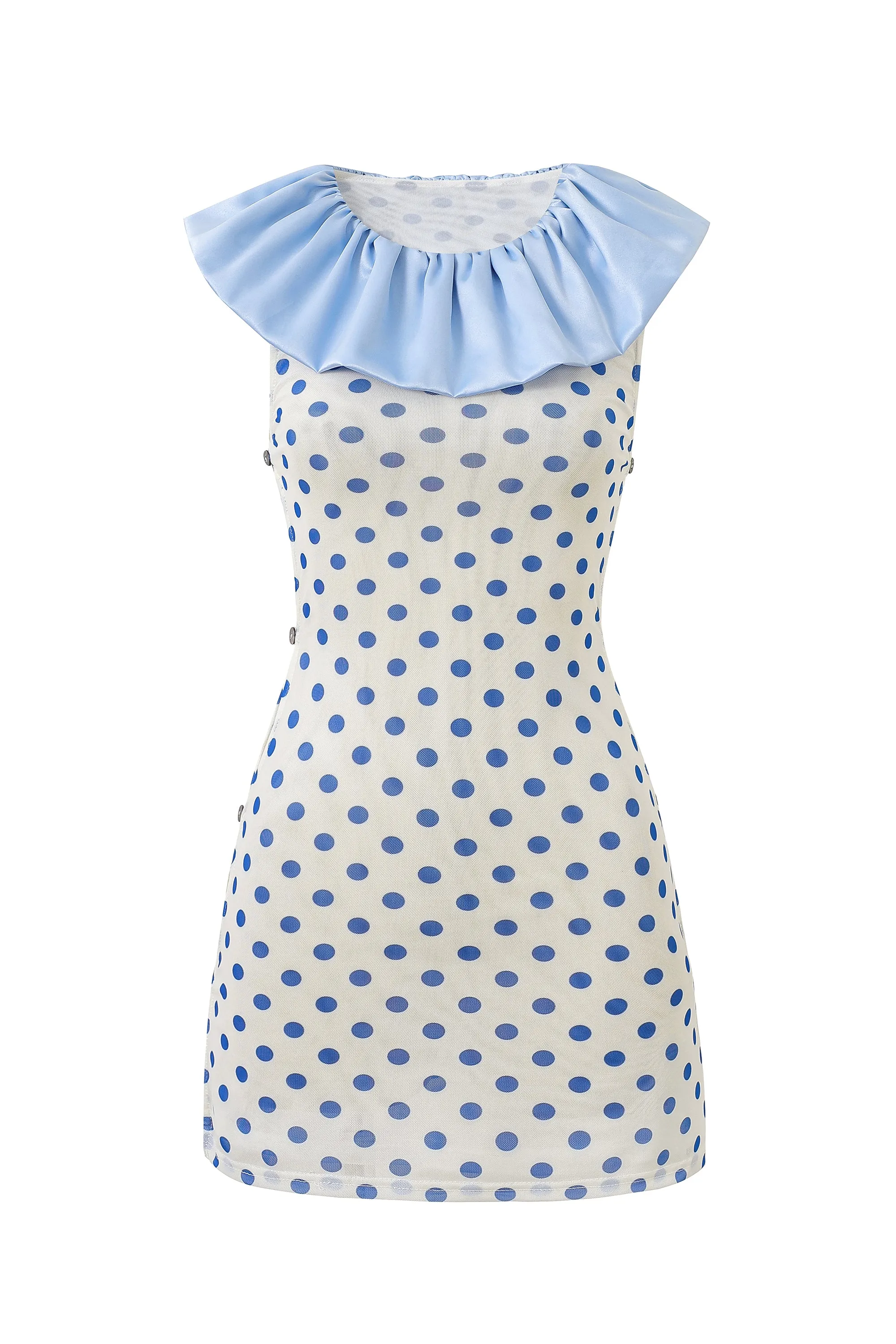Mesh Clown Collar Dress Blue Polka Dot sold by Fashion Brand Company product image thumbnail 2