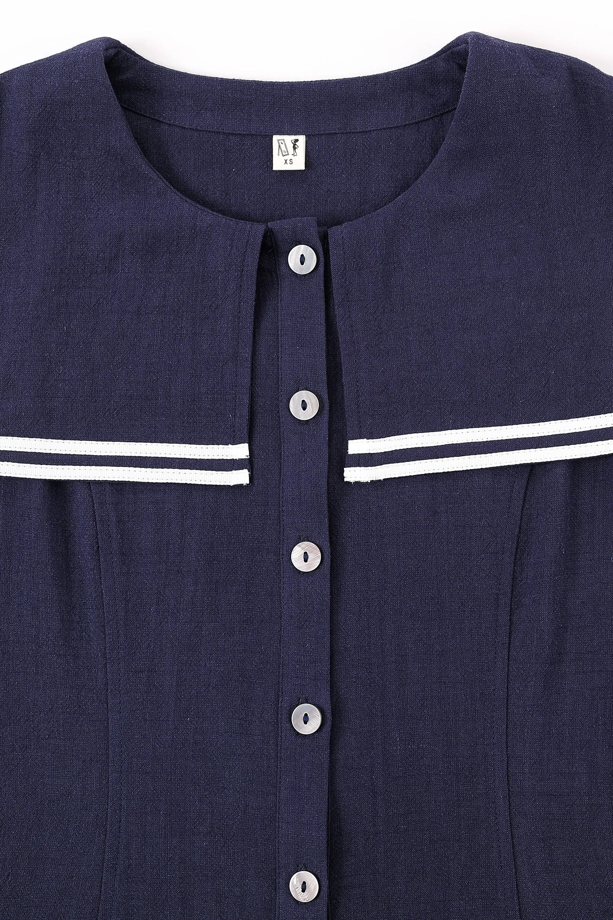 Sailor Linen Sleeveless Blouse Navy sold by Fashion Brand Company product image thumbnail 4