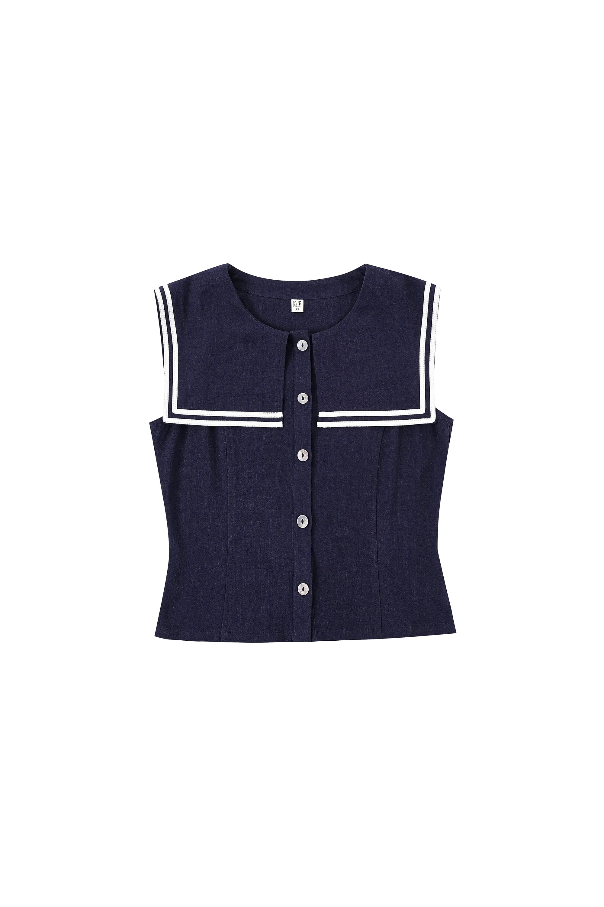 Sailor Linen Sleeveless Blouse Navy sold by Fashion Brand Company product image thumbnail 2
